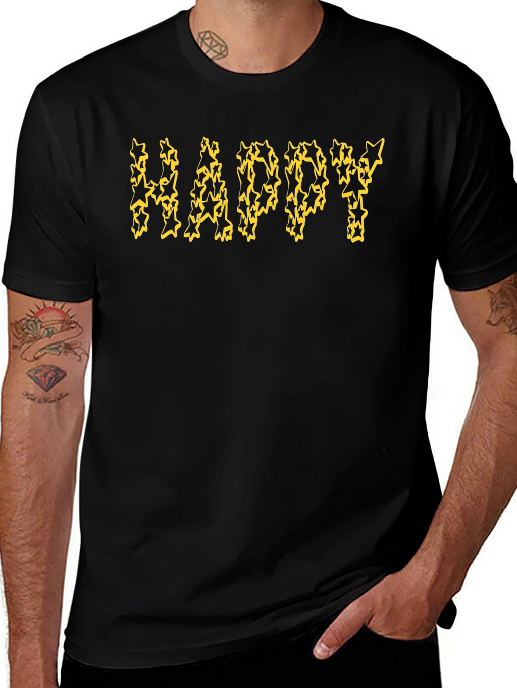 Happy Starry Black T-Shirt