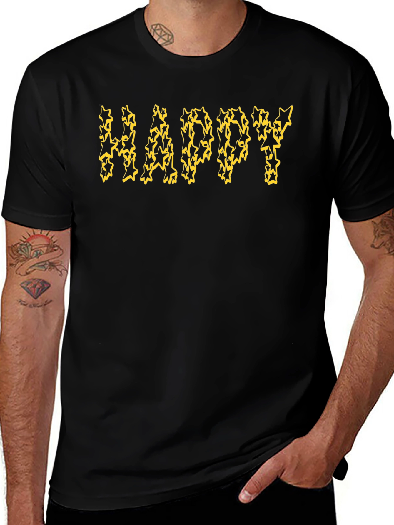 Happy Starry Black T-Shirt