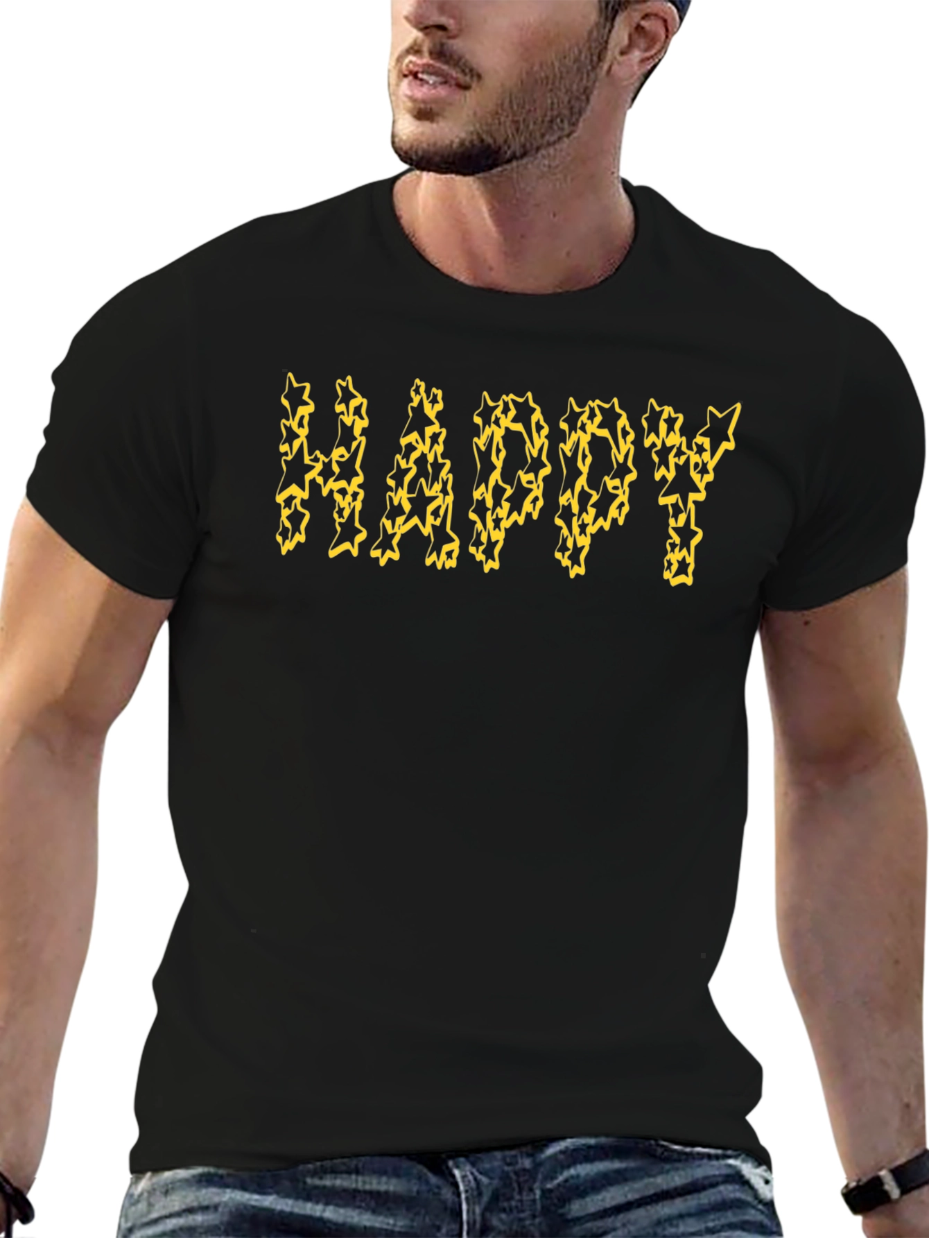 Happy Starry Black T-Shirt