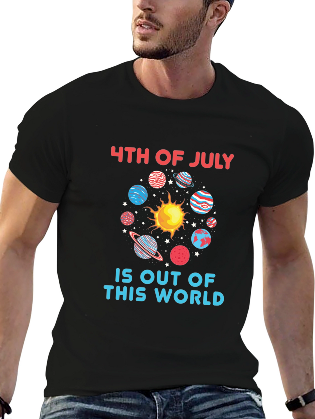 4th of July Space T-Shirt - Patriotic Graphic Tee