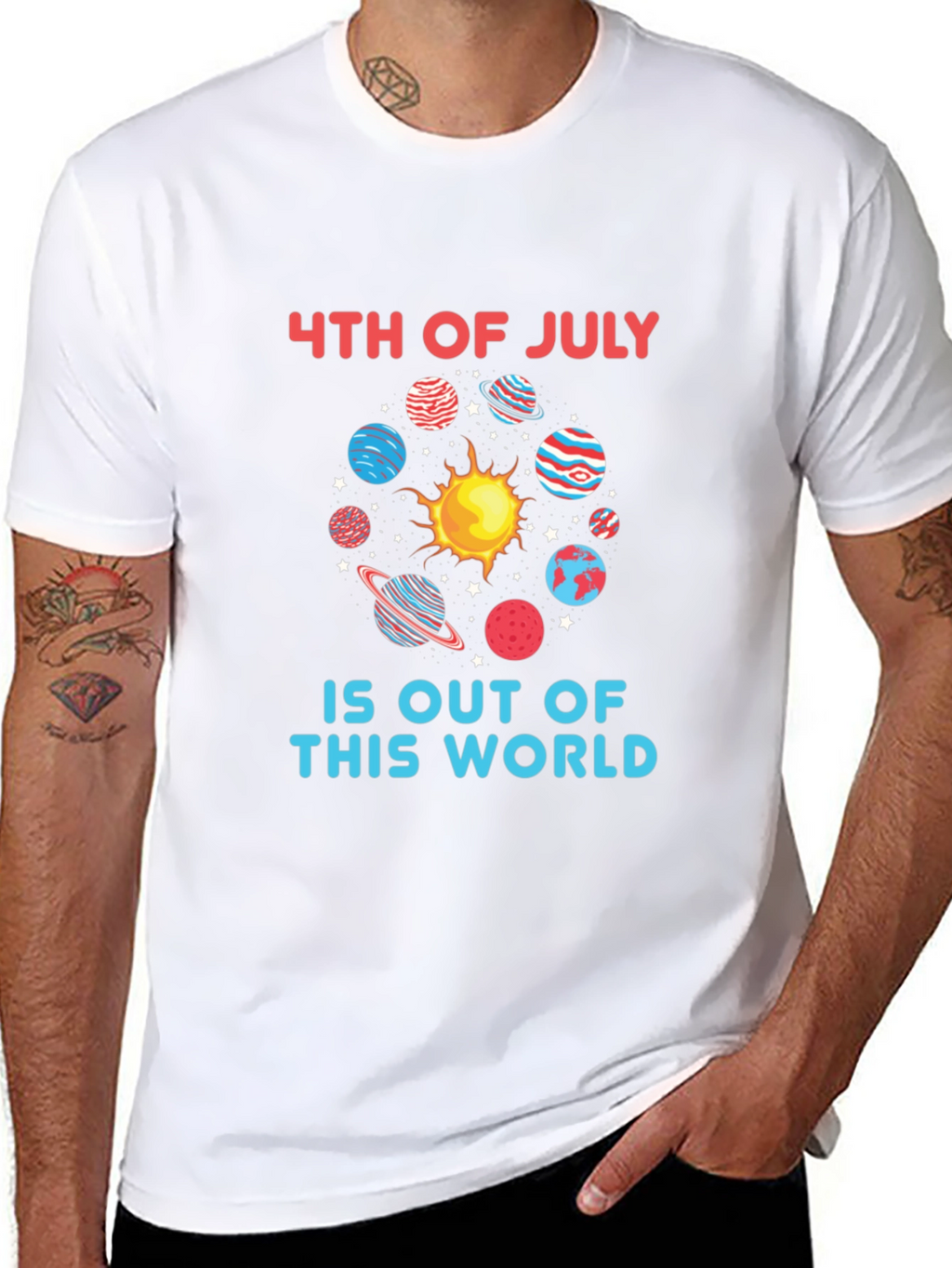 4th of July Space T-Shirt - Patriotic Graphic Tee