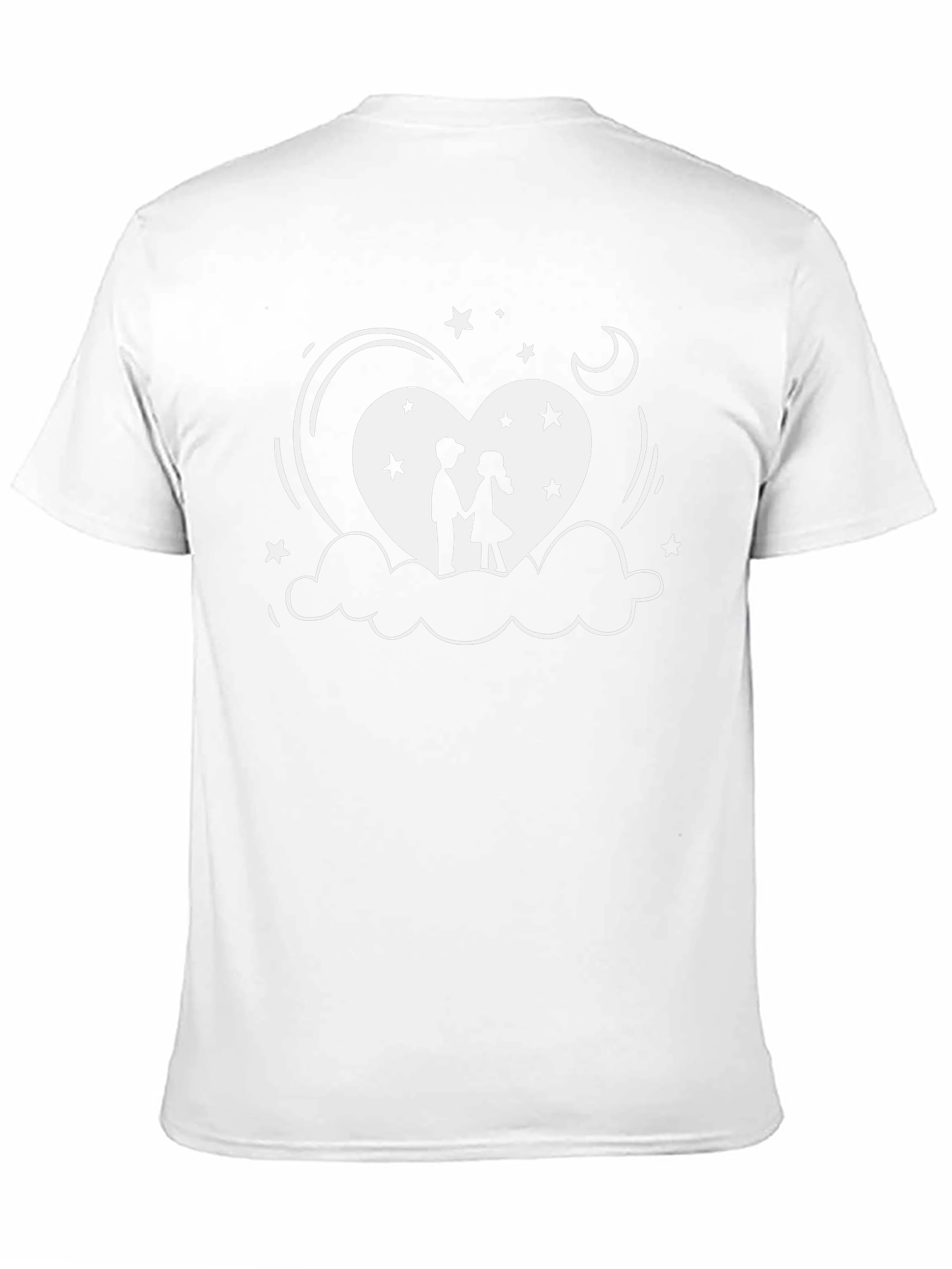 Romantic Couple Heart Graphic Black T-Shirt