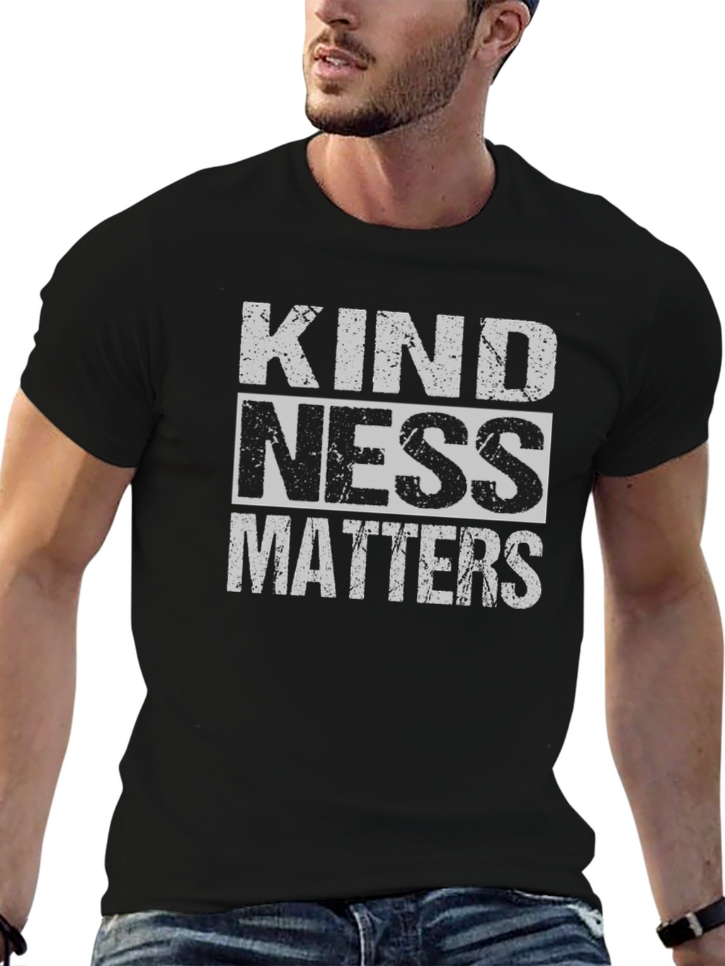 Kindness Matters Graphic Tee - Black Crew Neck