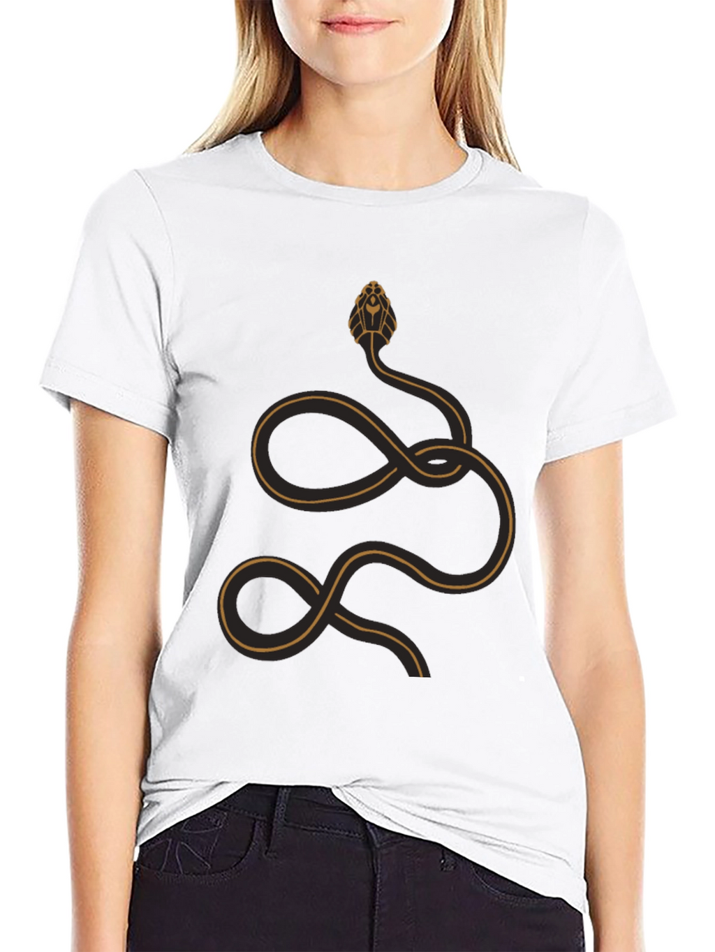 Stylized Snake Graphic T-Shirt - Black