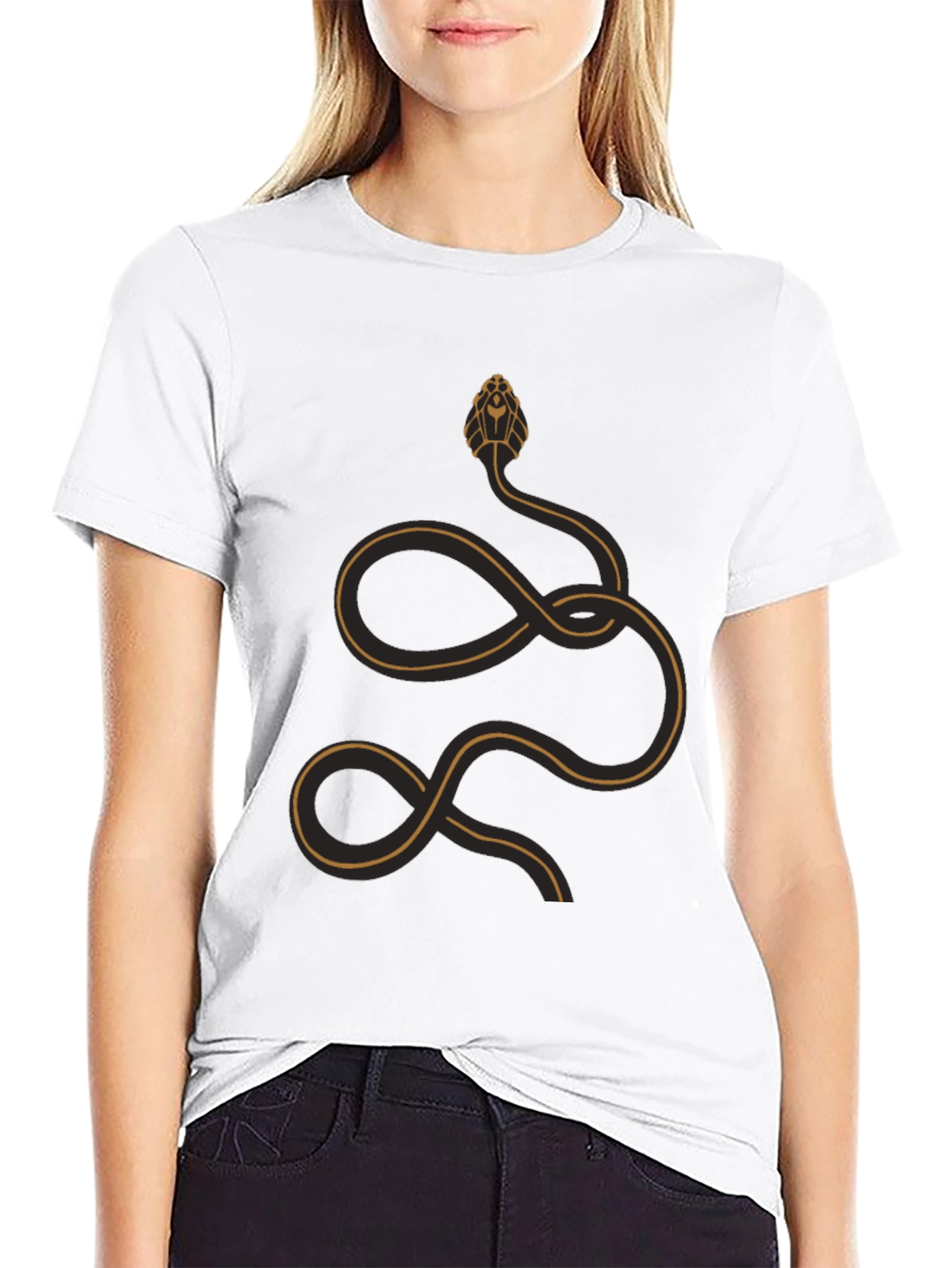 Stylized Snake Graphic T-Shirt - Black