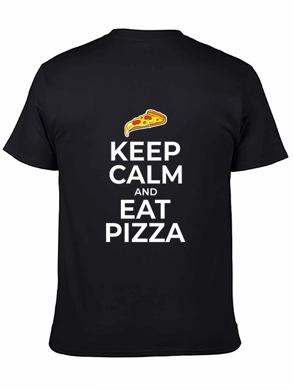 Keep Calm and Eat Pizza Black T-Shirt
