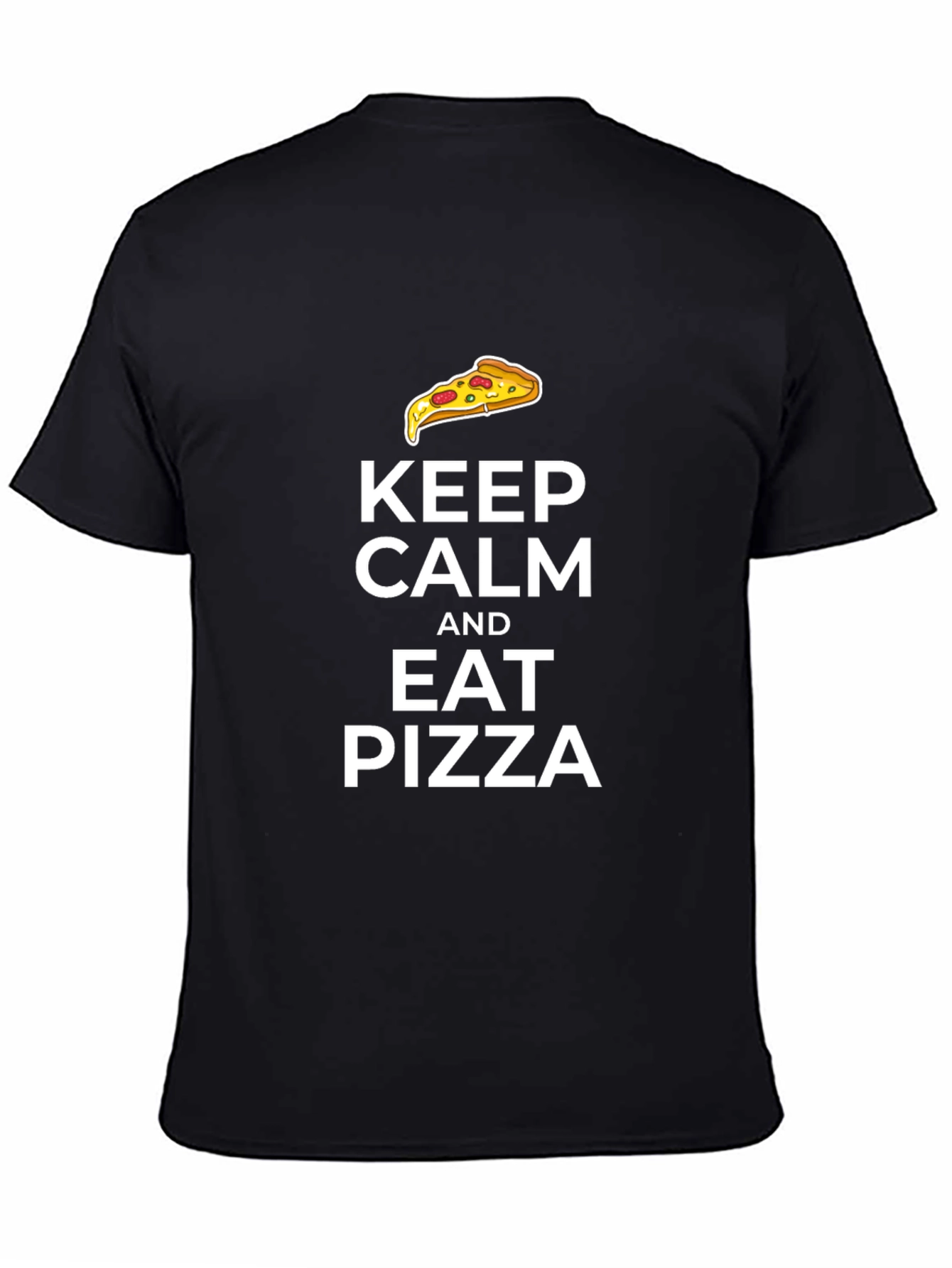 Keep Calm and Eat Pizza Black T-Shirt
