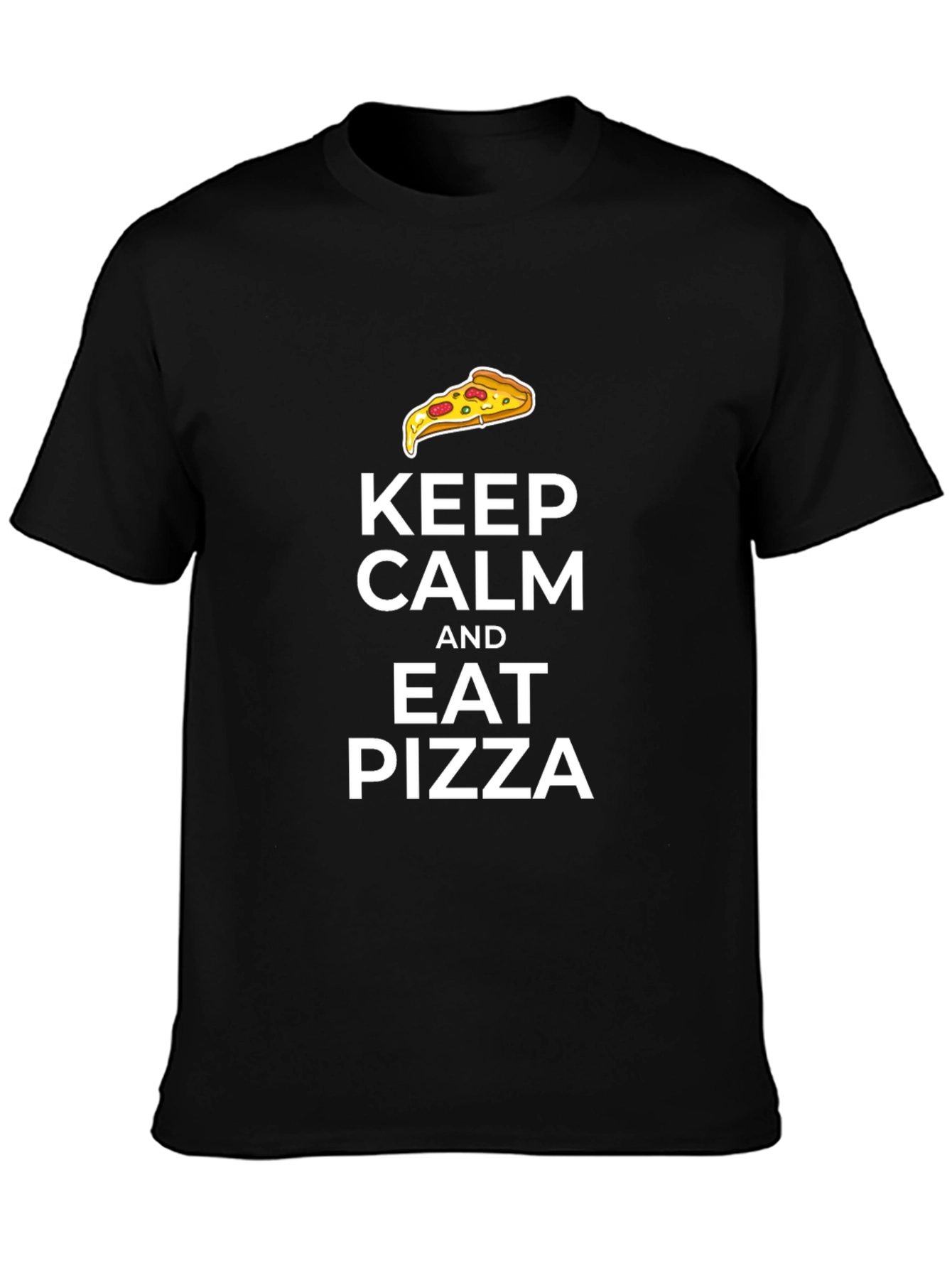 Keep Calm and Eat Pizza Black T-Shirt