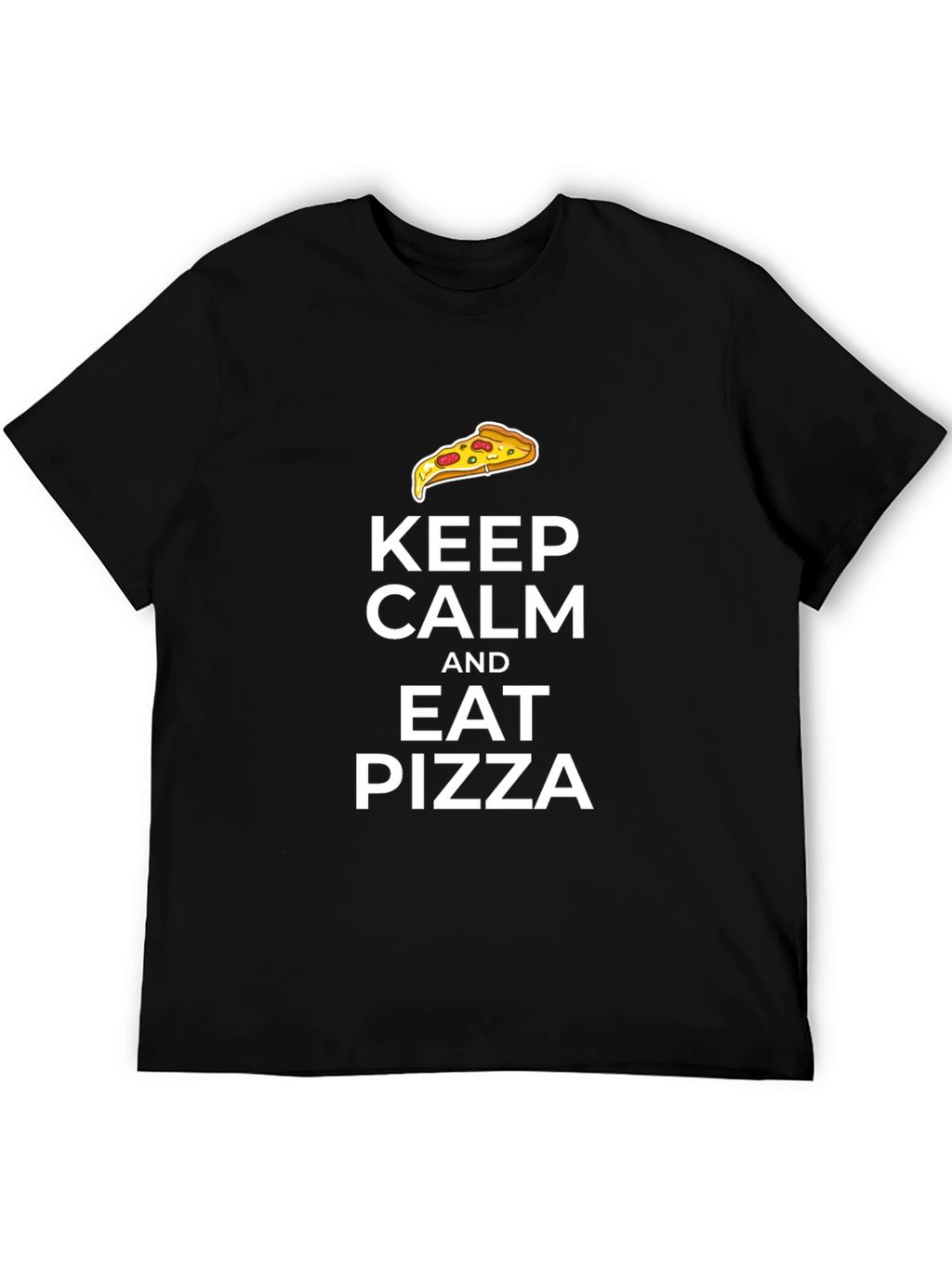 Keep Calm and Eat Pizza Black T-Shirt