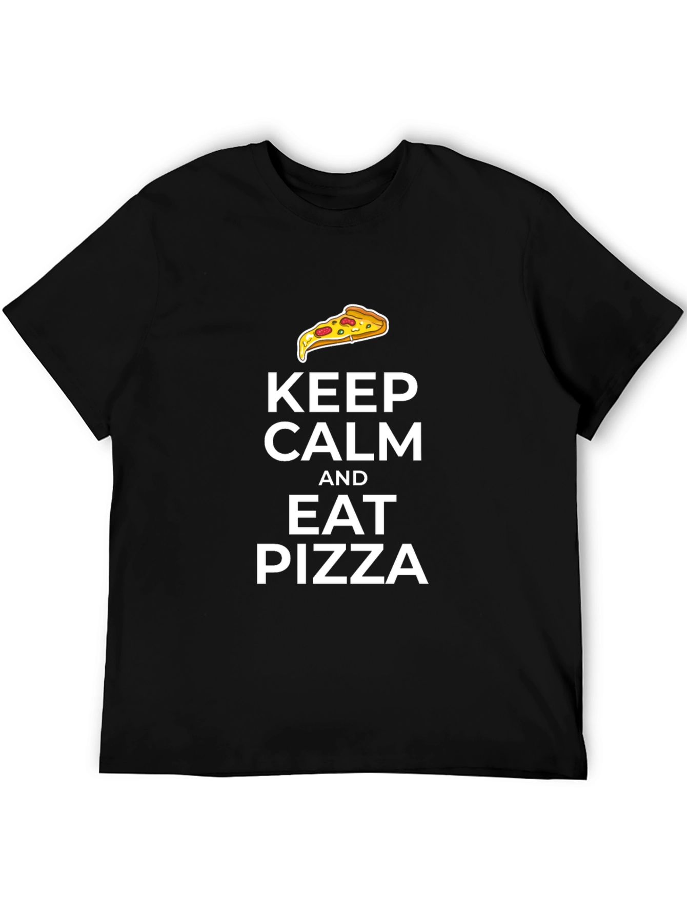 Keep Calm and Eat Pizza Black T-Shirt