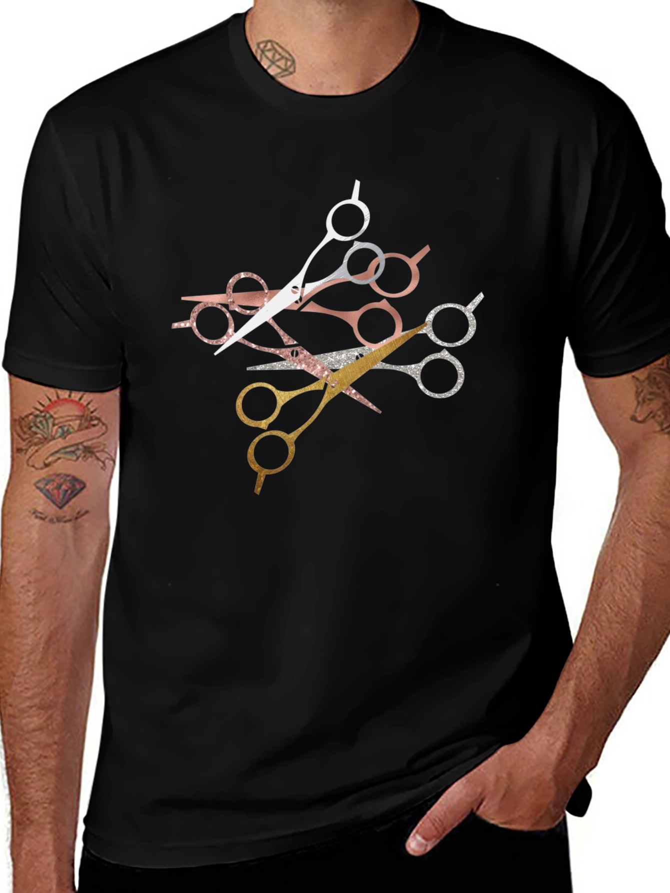 Stylish Scissors Graphic T-Shirt - Barber Edition