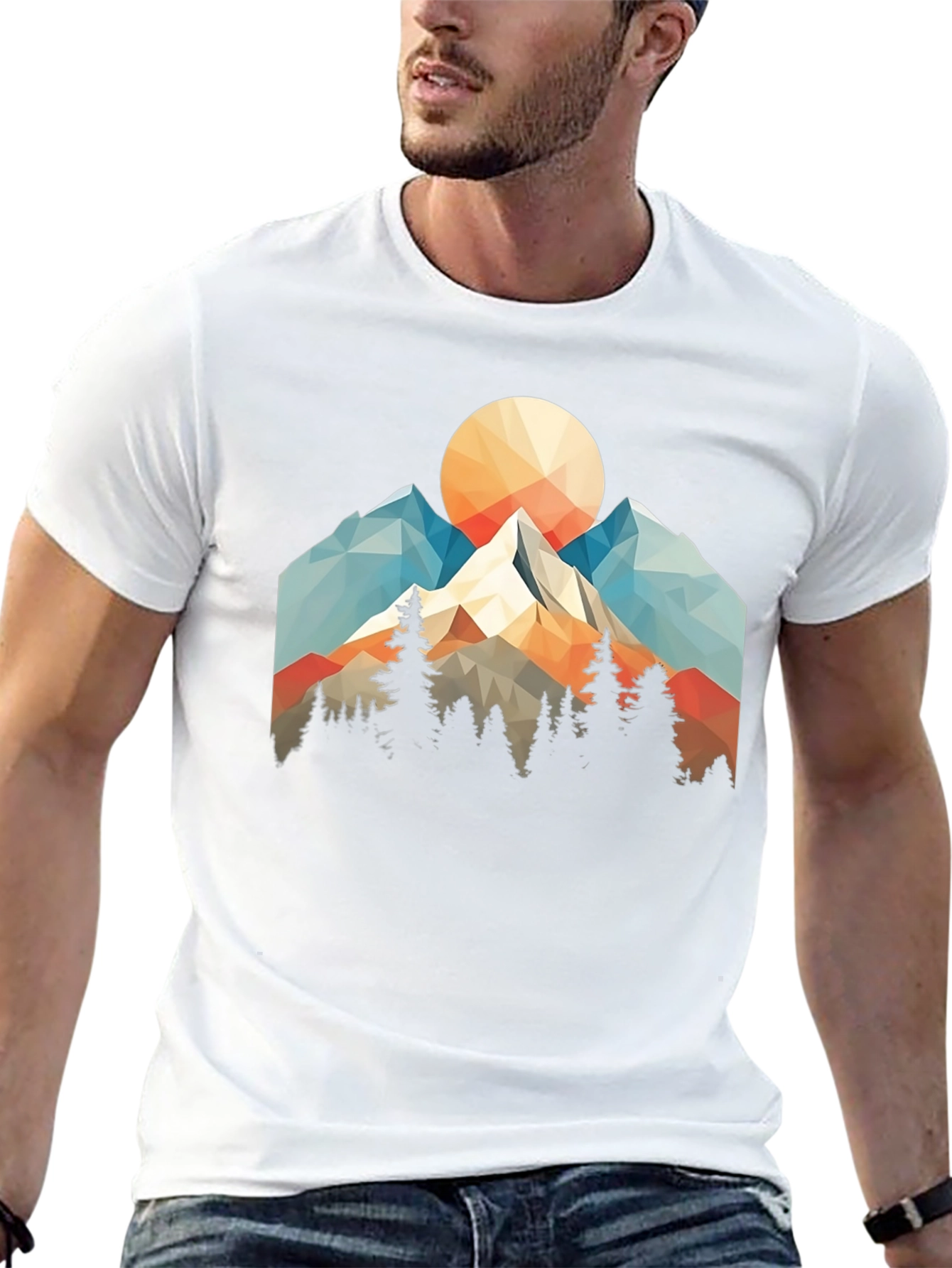 Geometric Mountain Sunset Graphic Tee