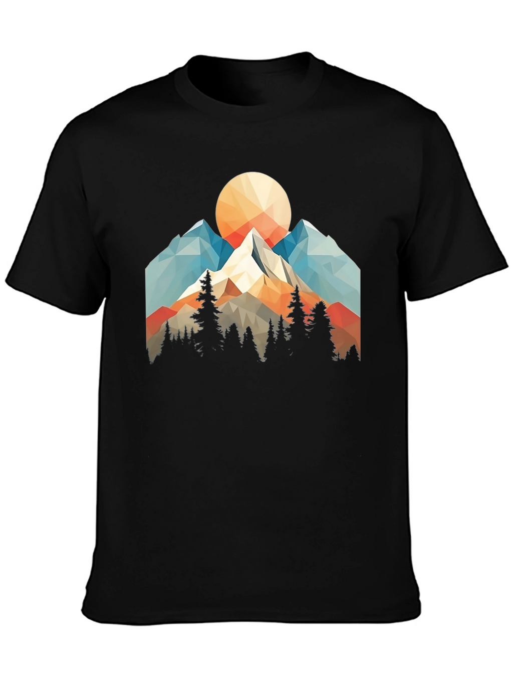 Geometric Mountain Sunset Graphic Tee