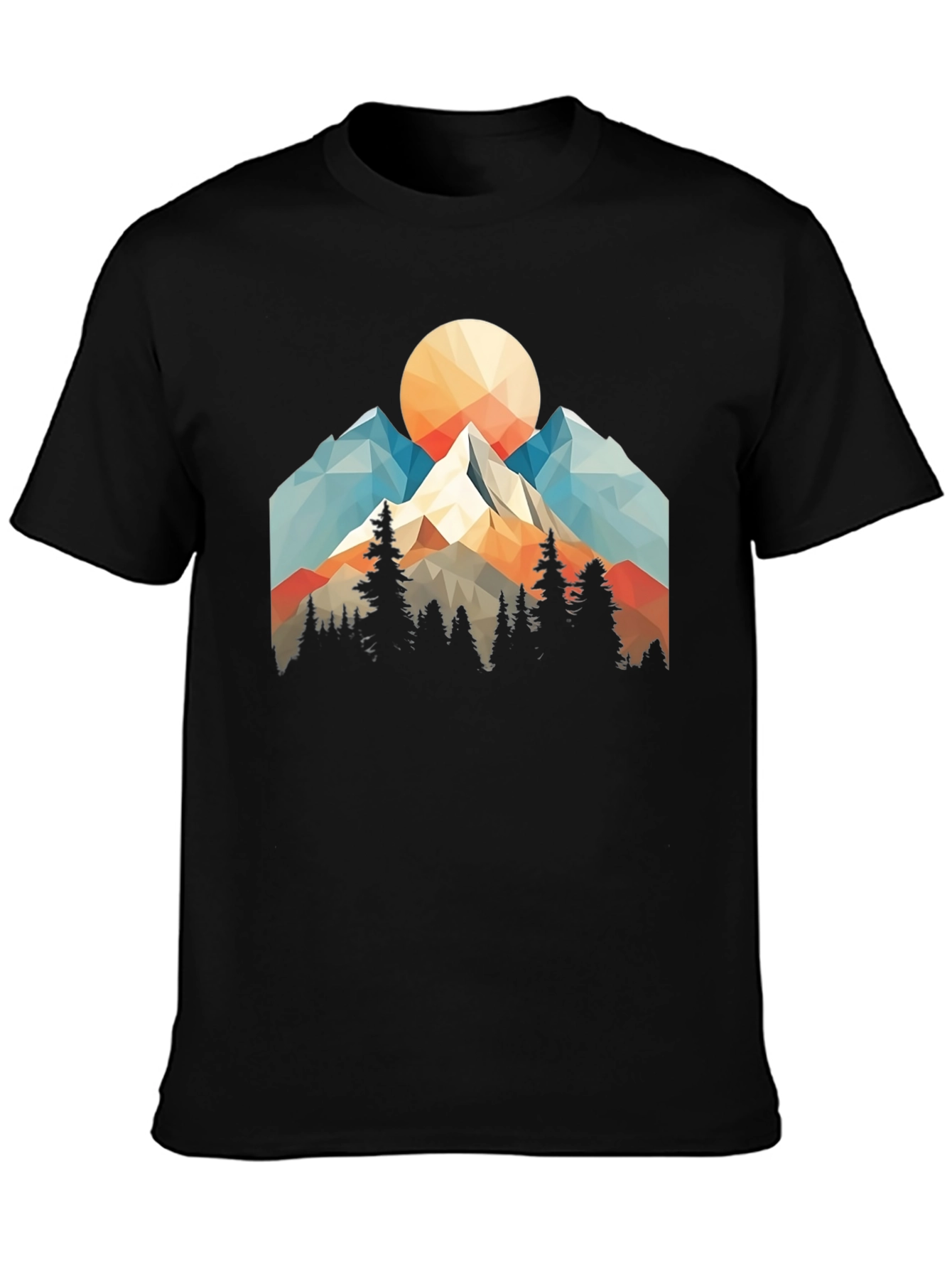 Geometric Mountain Sunset Graphic Tee