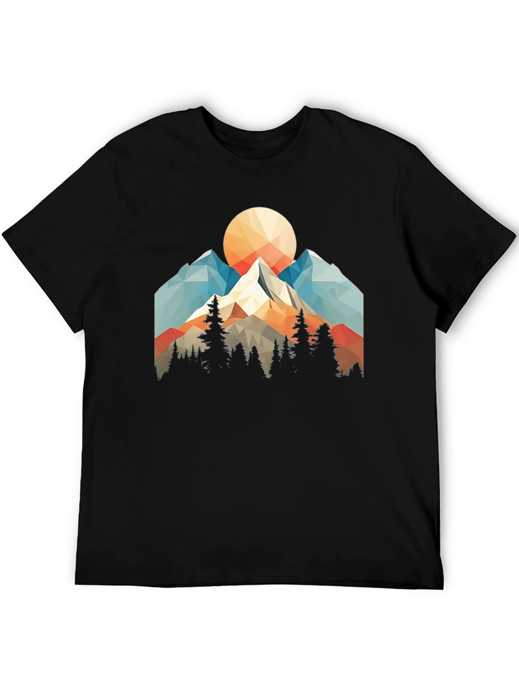Geometric Mountain Sunset Graphic Tee