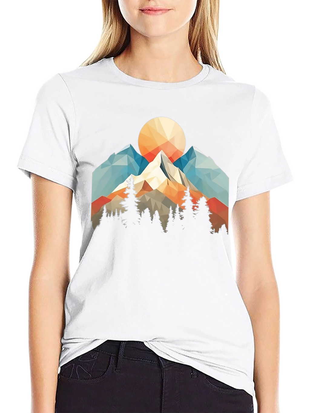 Geometric Mountain Sunset Graphic Tee