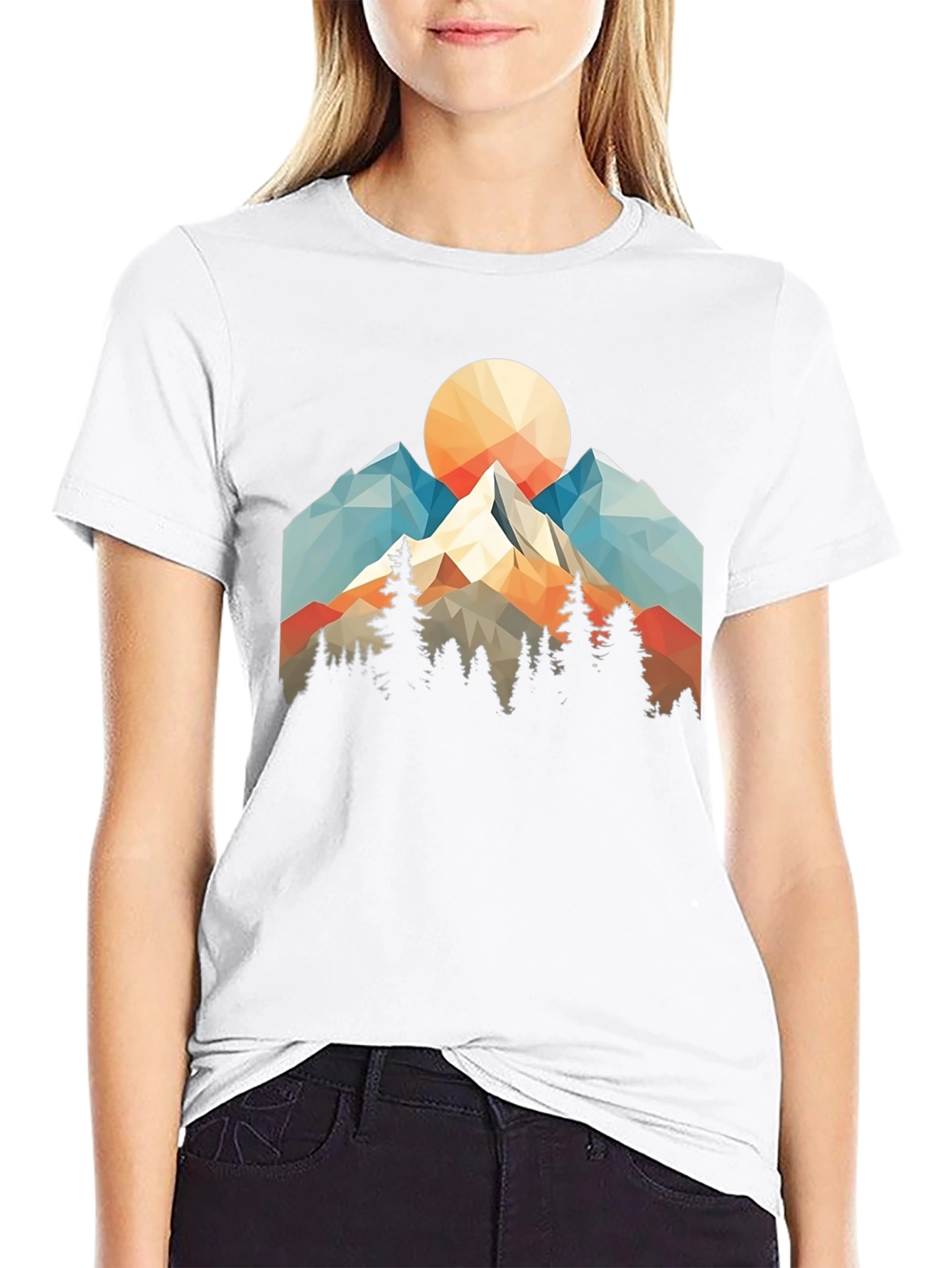 Geometric Mountain Sunset Graphic Tee