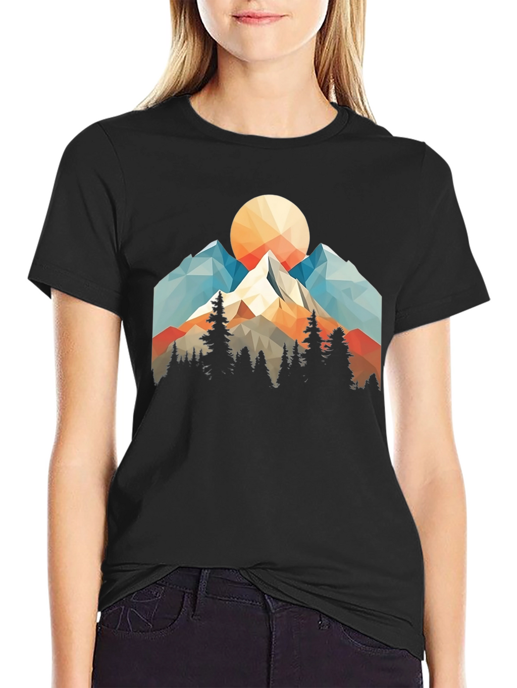 Geometric Mountain Sunset Graphic Tee
