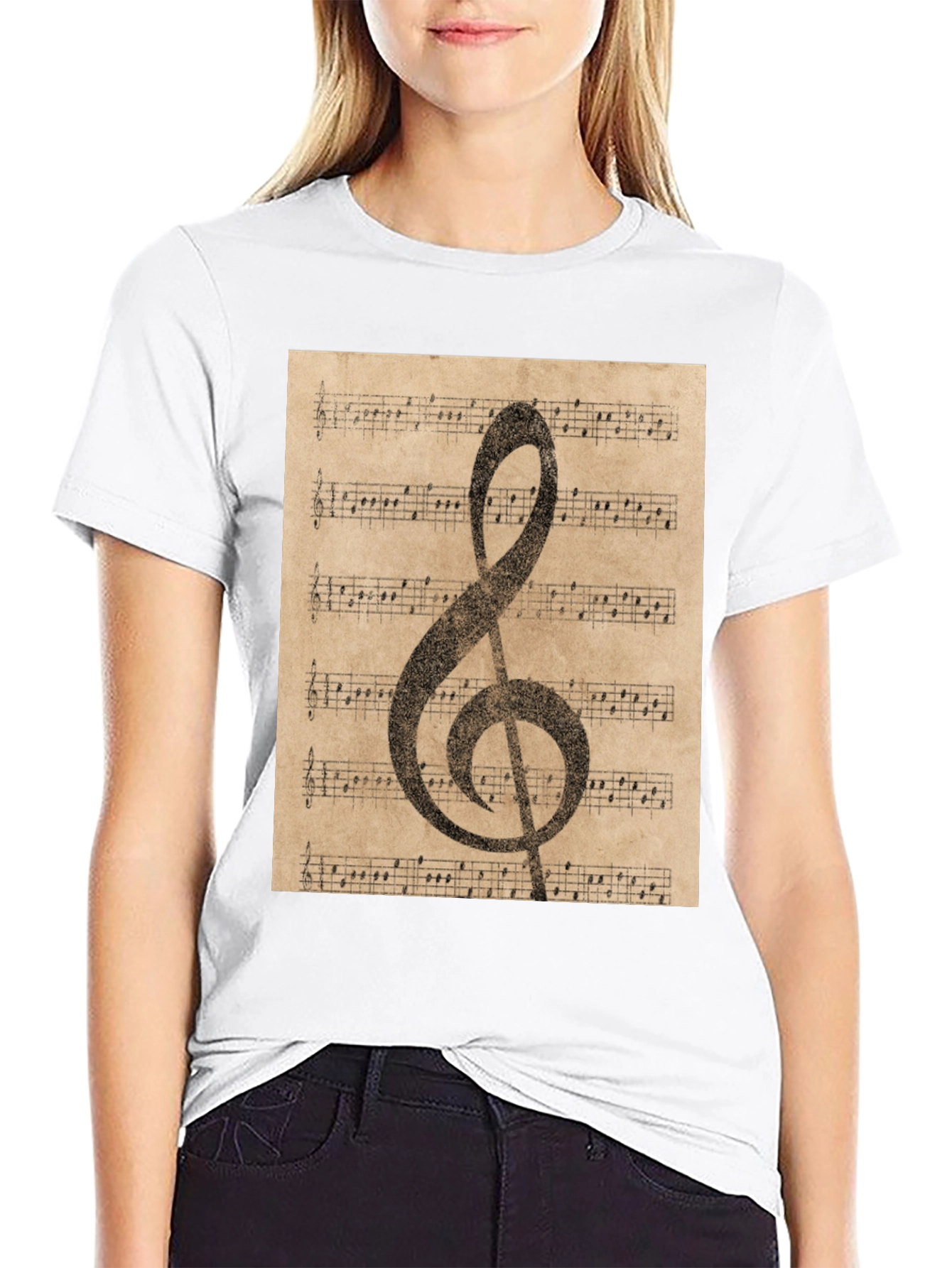 Vintage Sheet Music Treble Clef T-Shirt