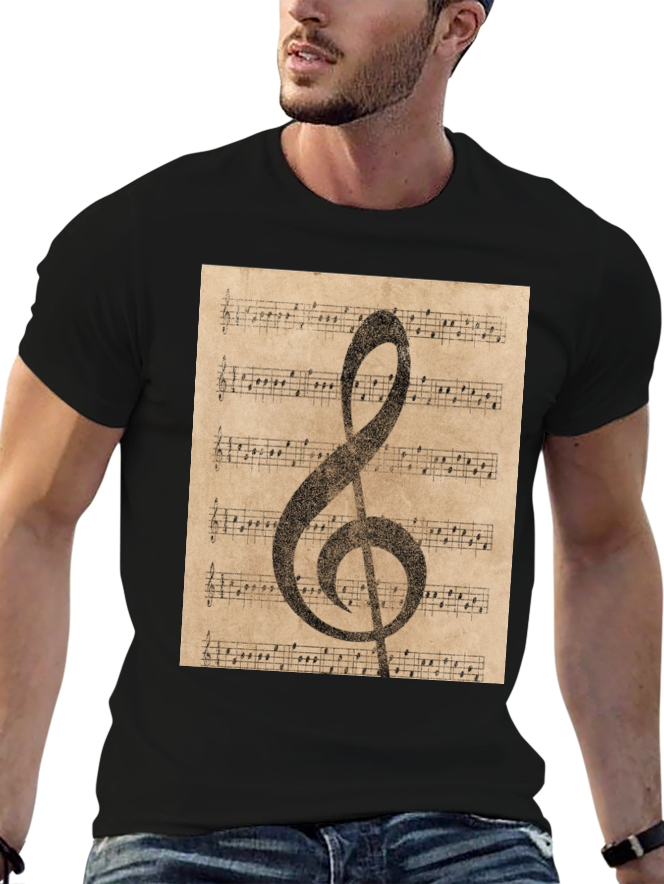 Vintage Sheet Music Treble Clef T-Shirt