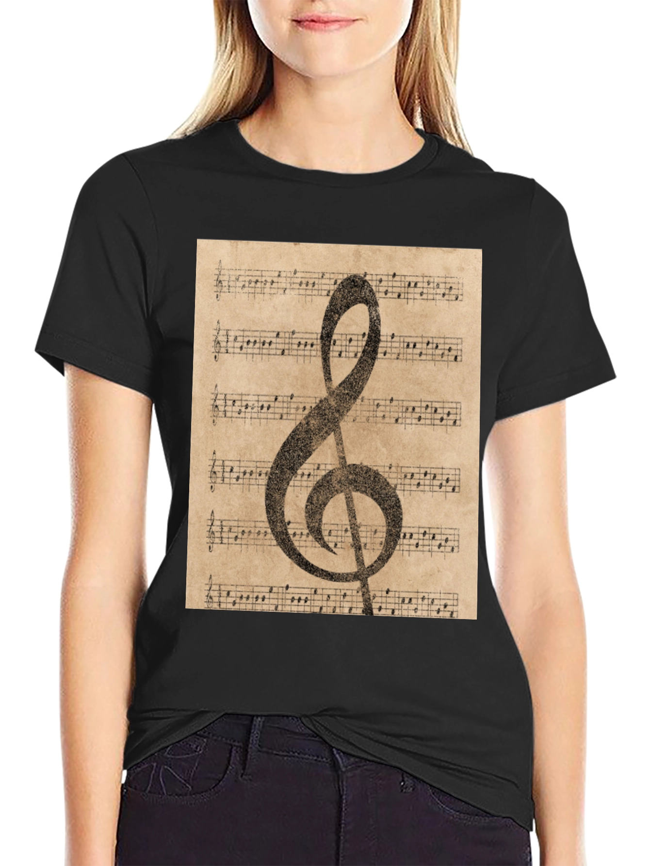 Vintage Sheet Music Treble Clef T-Shirt