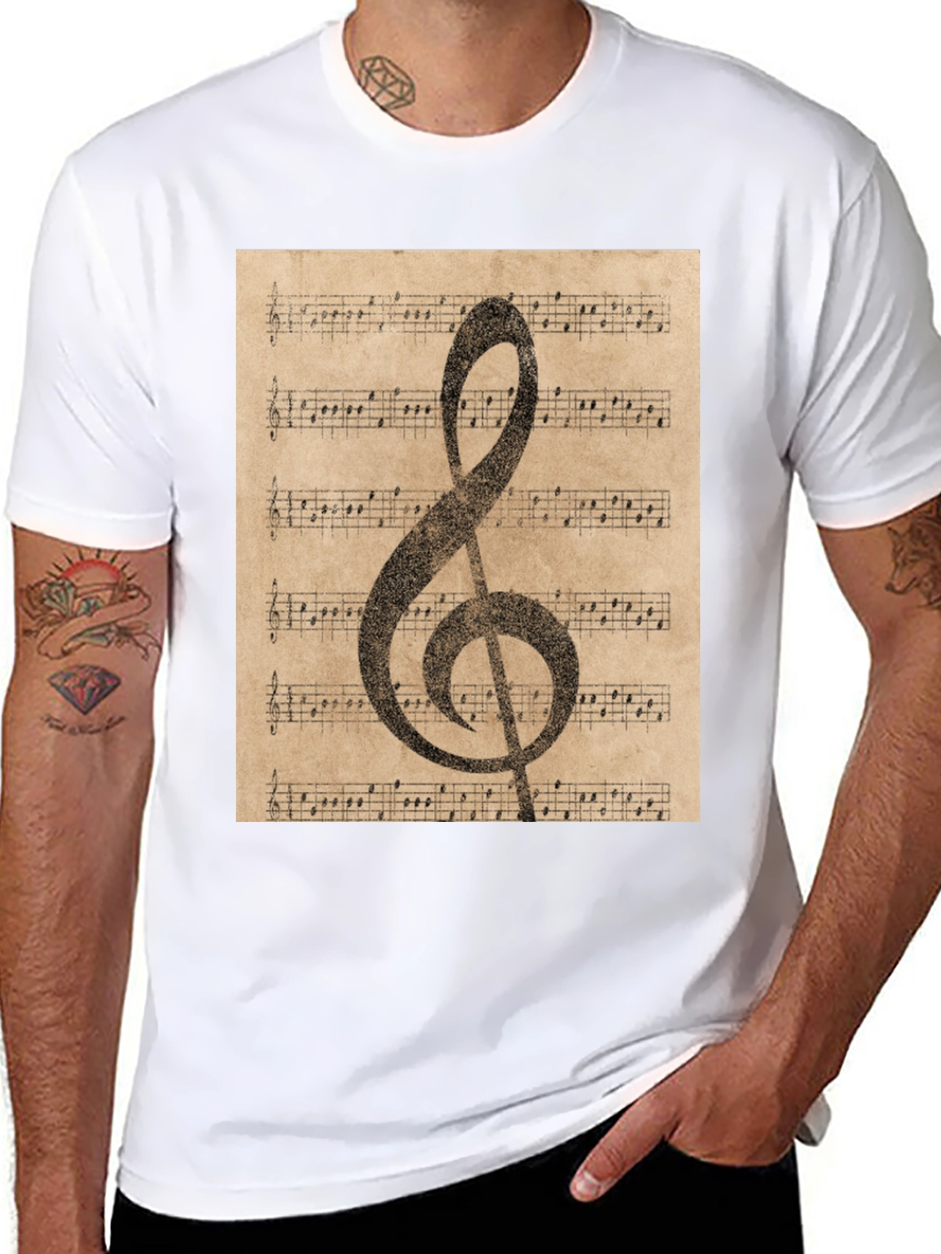 Vintage Sheet Music Treble Clef T-Shirt