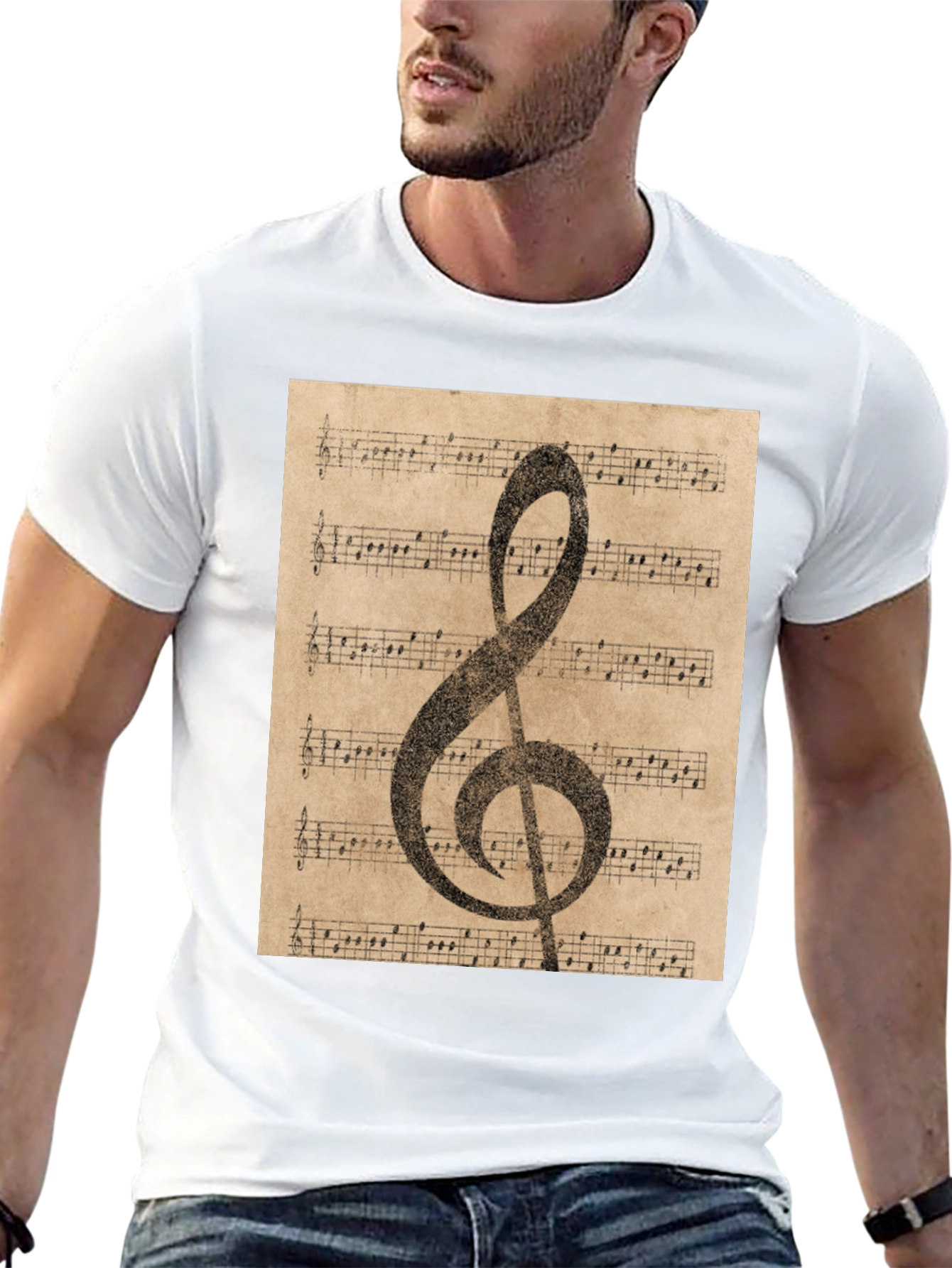 Vintage Sheet Music Treble Clef T-Shirt
