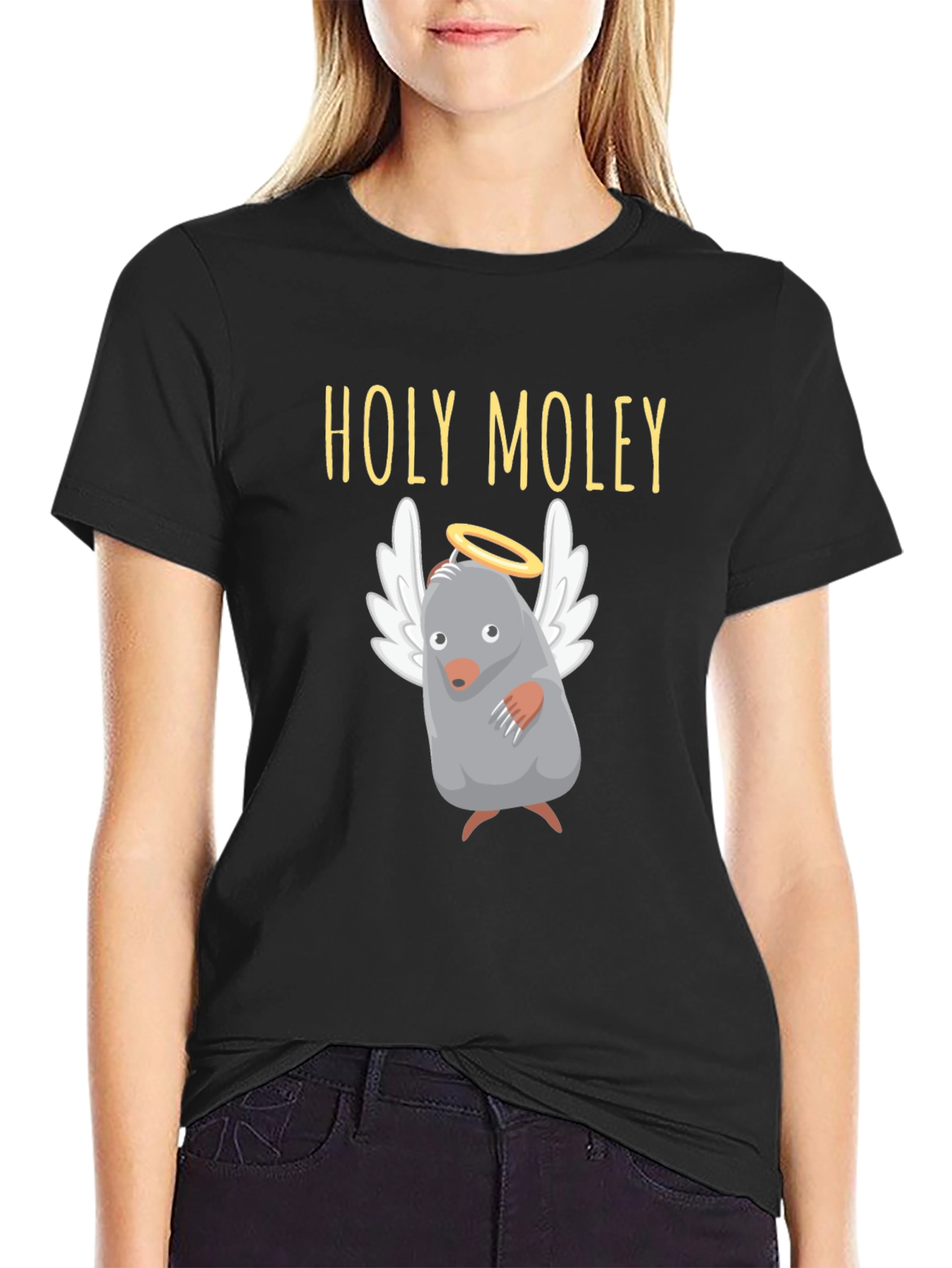 Holy Moley T-Shirt Funny Mole with Halo