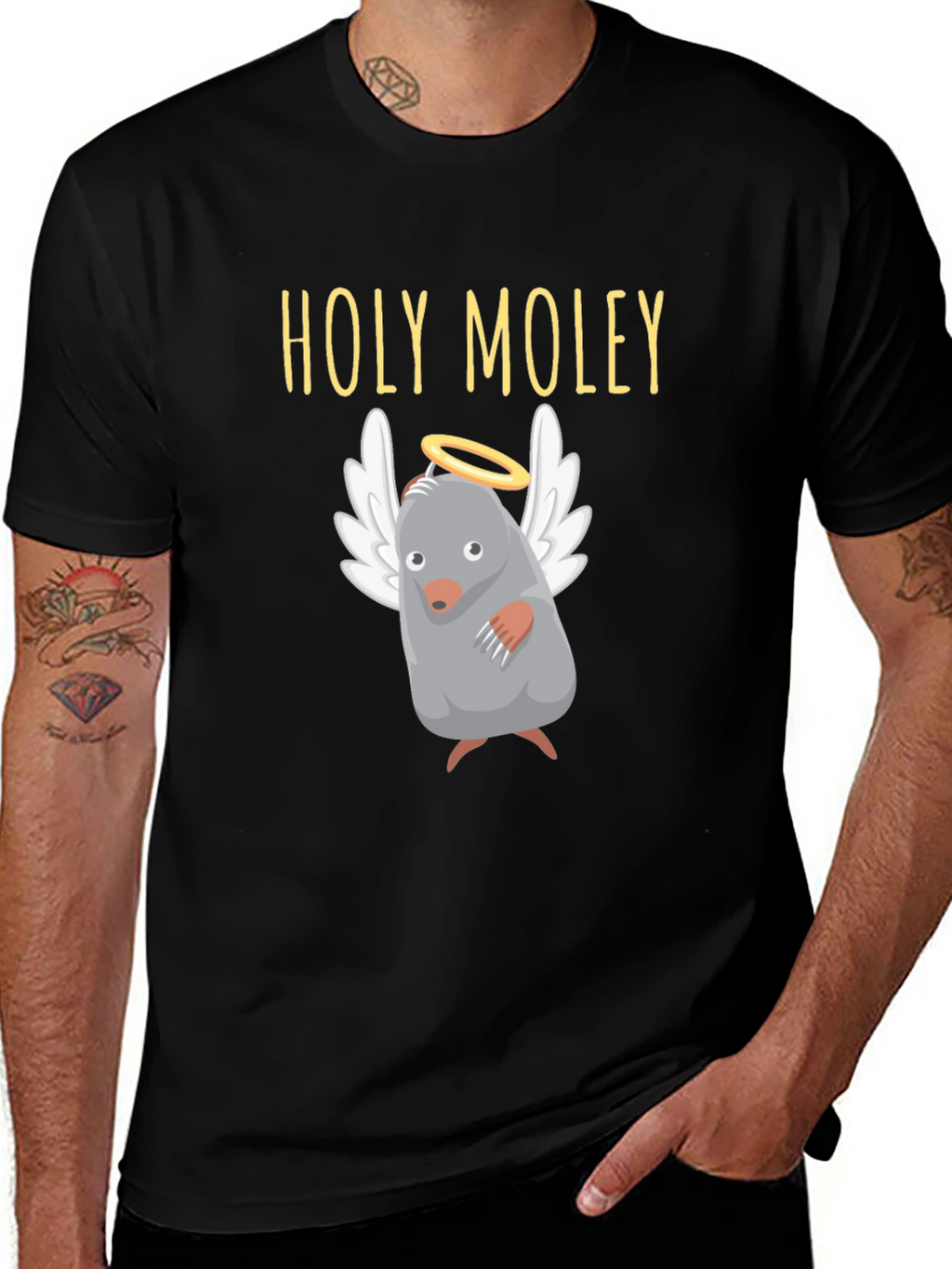 Holy Moley T-Shirt Funny Mole with Halo