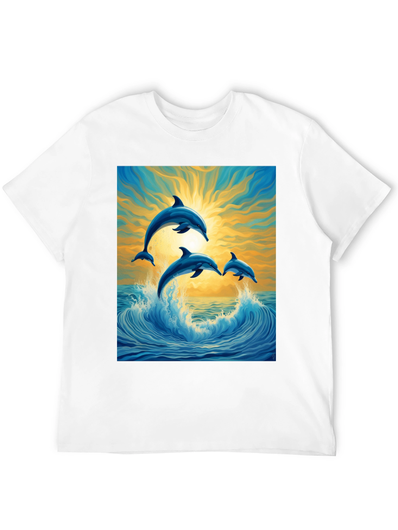 Dolphin Wave Graphic Tee - Stylish Ocean Lovers Shirt
