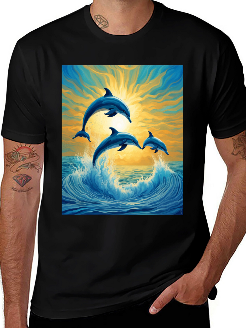 Dolphin Wave Graphic Tee - Stylish Ocean Lovers Shirt