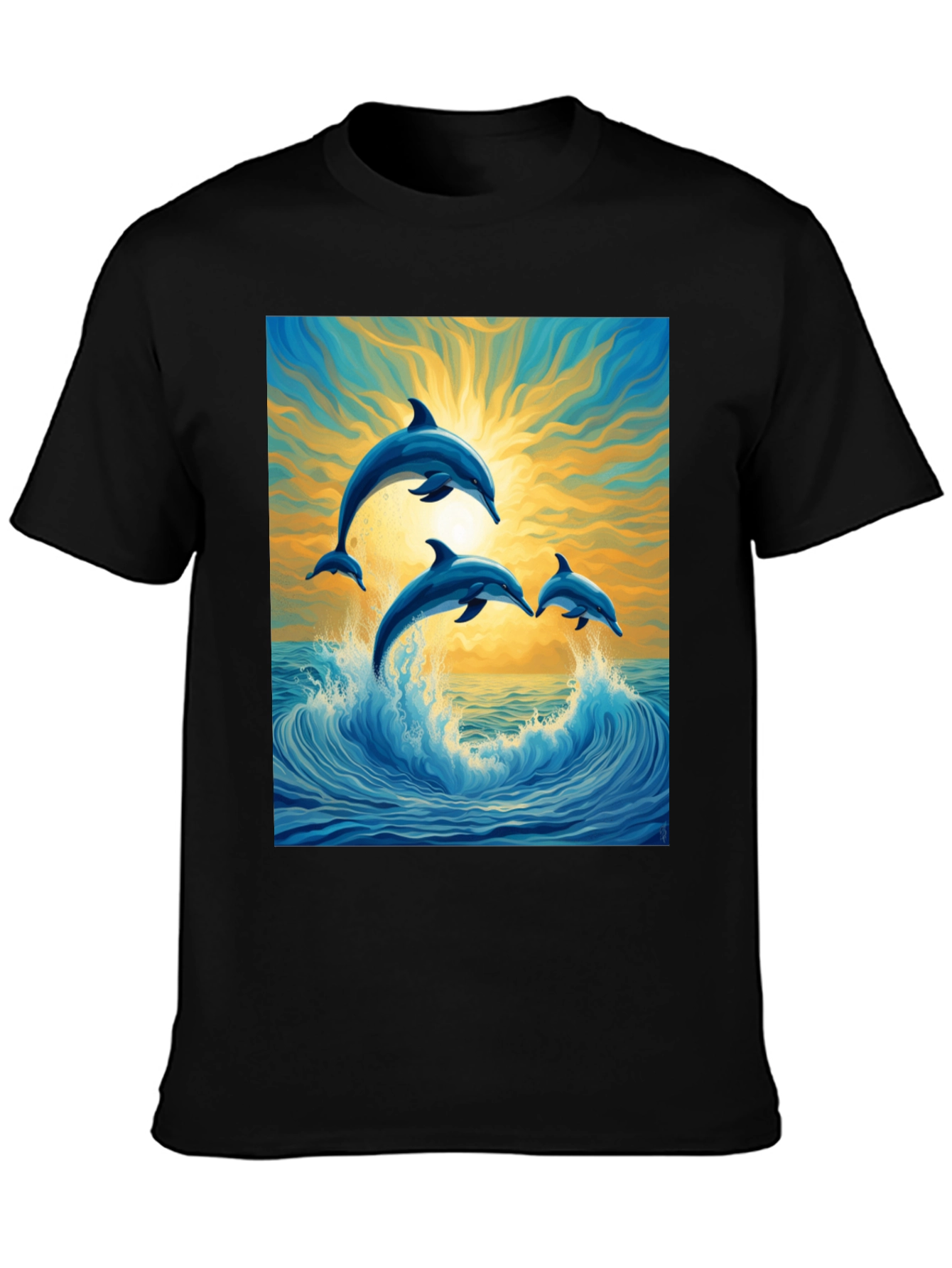 Dolphin Wave Graphic Tee - Stylish Ocean Lovers Shirt
