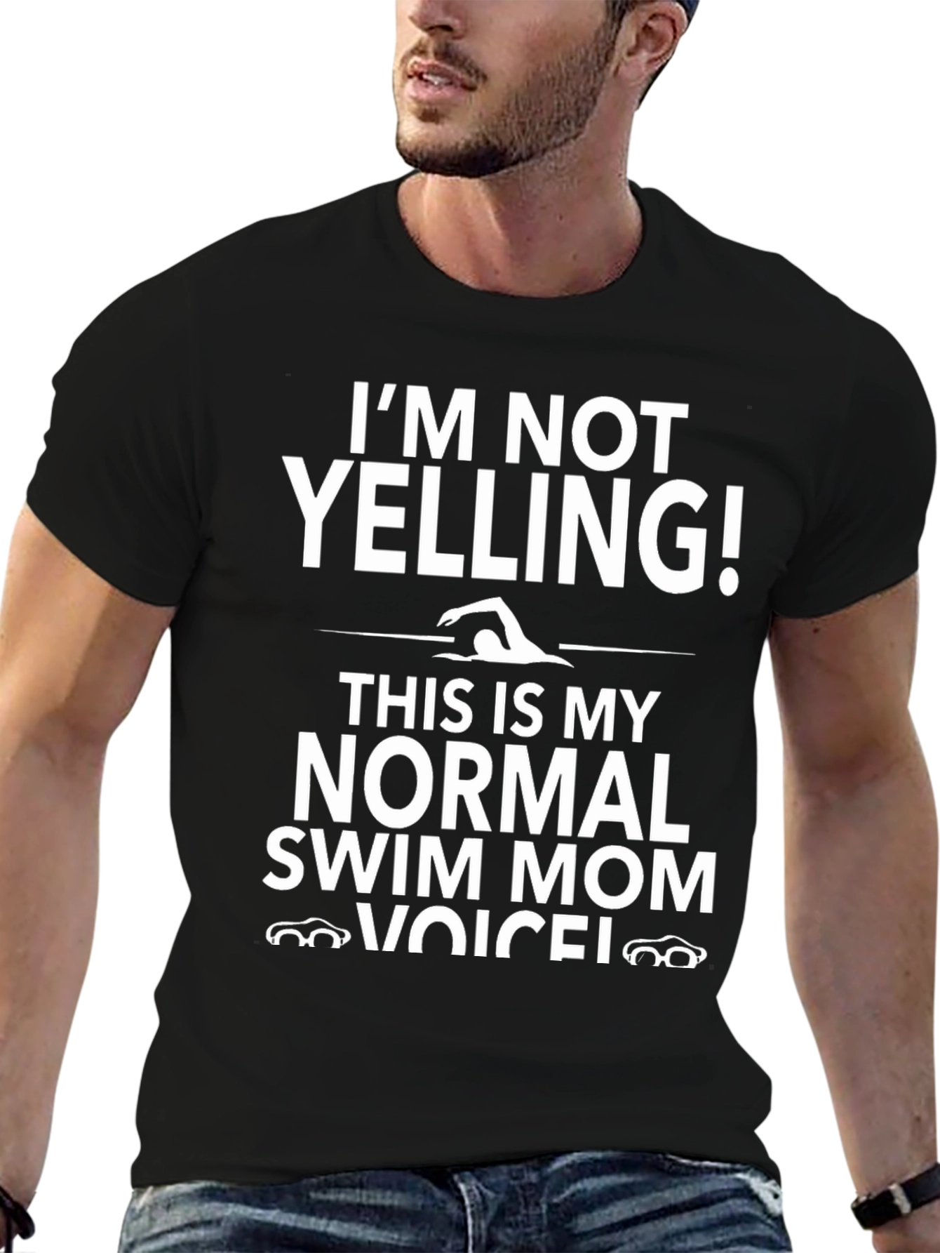 Swim Mom T-Shirt - Im Not Yelling!