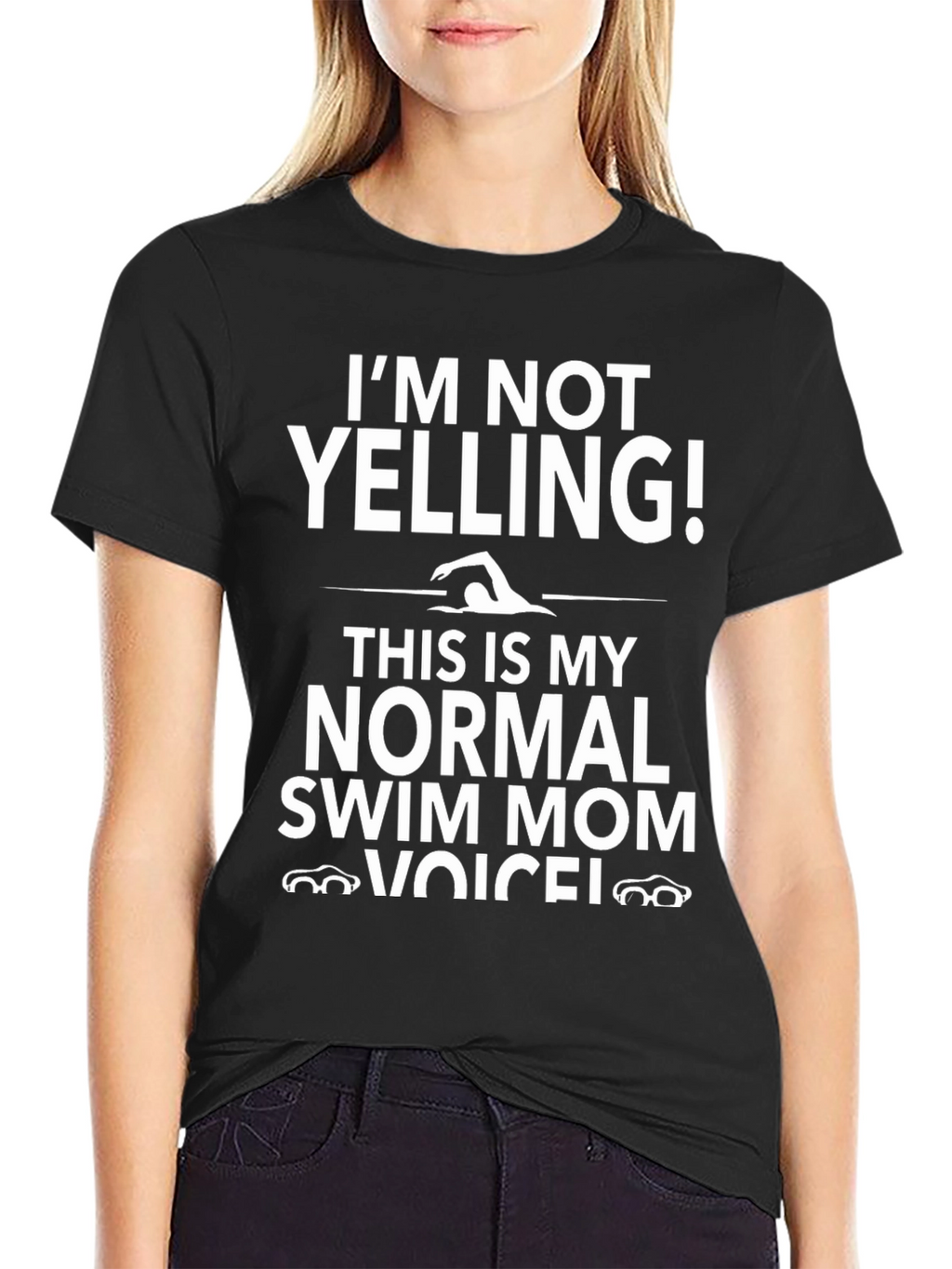 Swim Mom T-Shirt - Im Not Yelling!