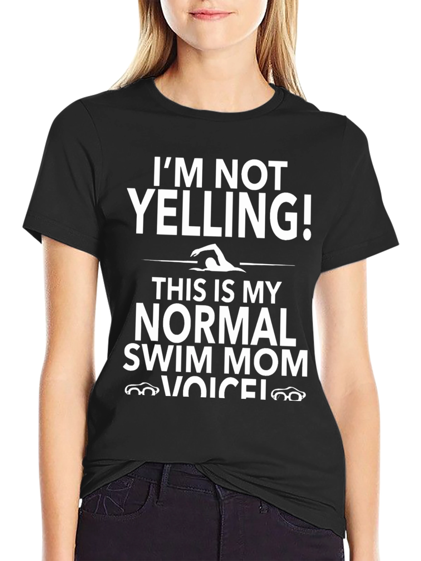 Swim Mom T-Shirt - Im Not Yelling!