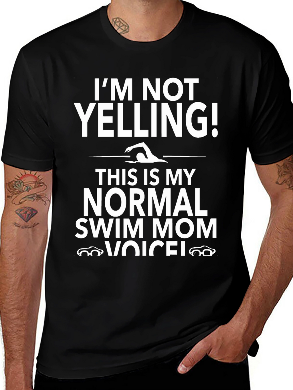 Swim Mom T-Shirt - Im Not Yelling!