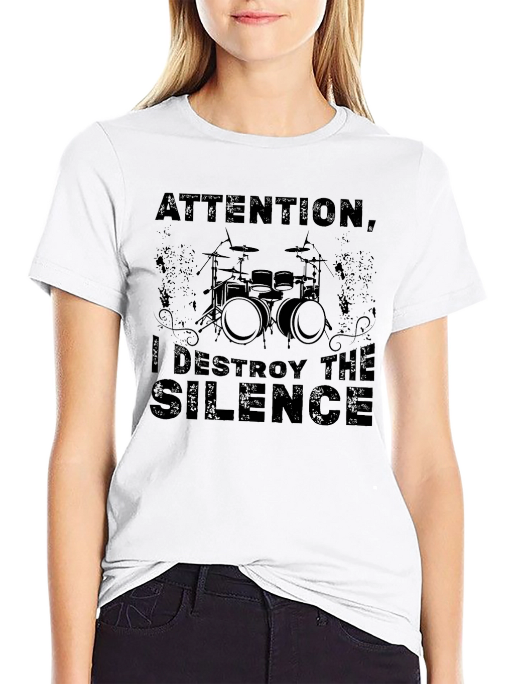 Attention I Destroy the Silence Drummer T-Shirt