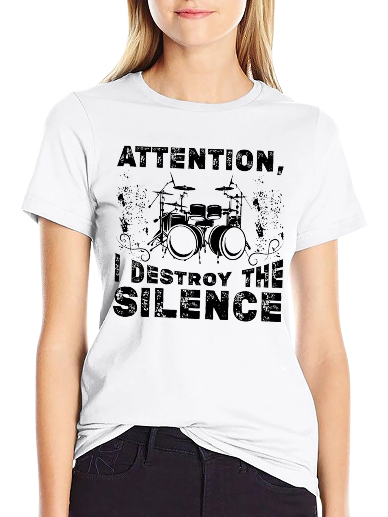Attention I Destroy the Silence Drummer T-Shirt