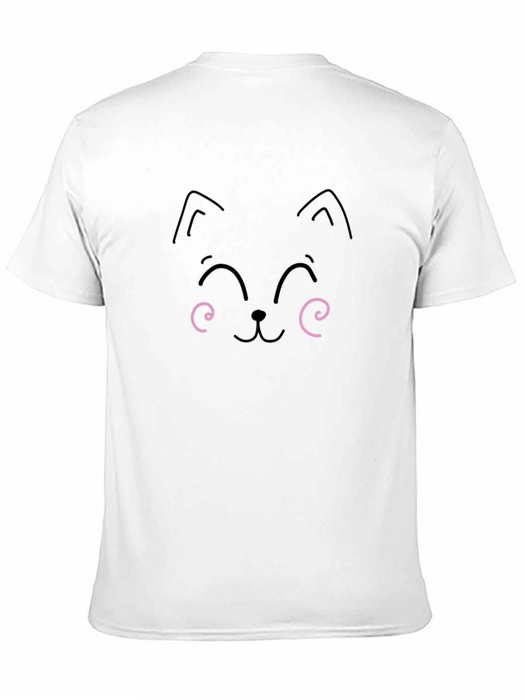 Cute Cat Face Graphic Tee - Black