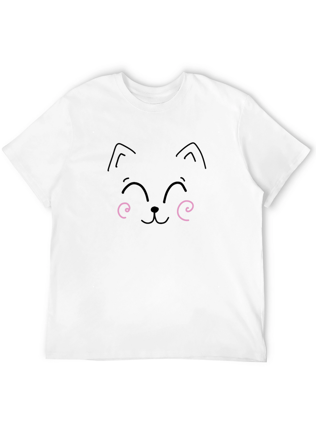 Cute Cat Face Graphic Tee - Black