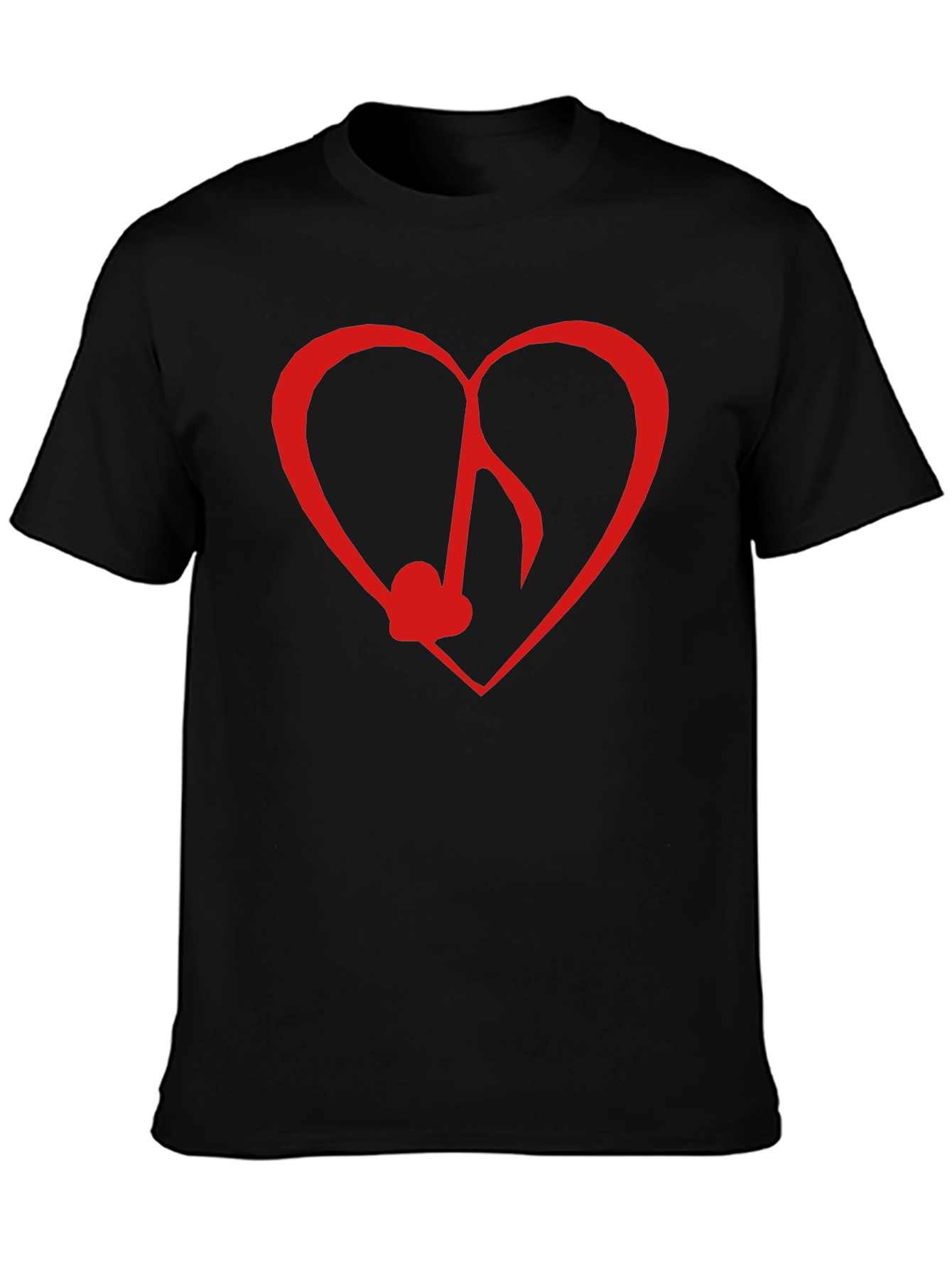 Heart Music Note Graphic Tee - Black