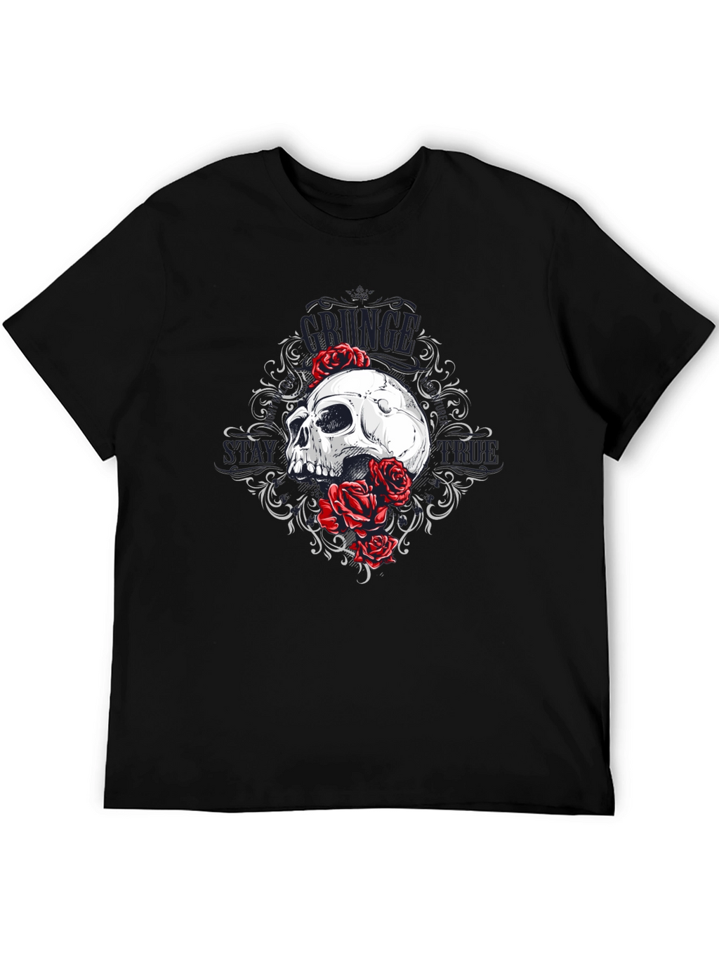 Skull & Roses Graphic Tee - Grunge Style