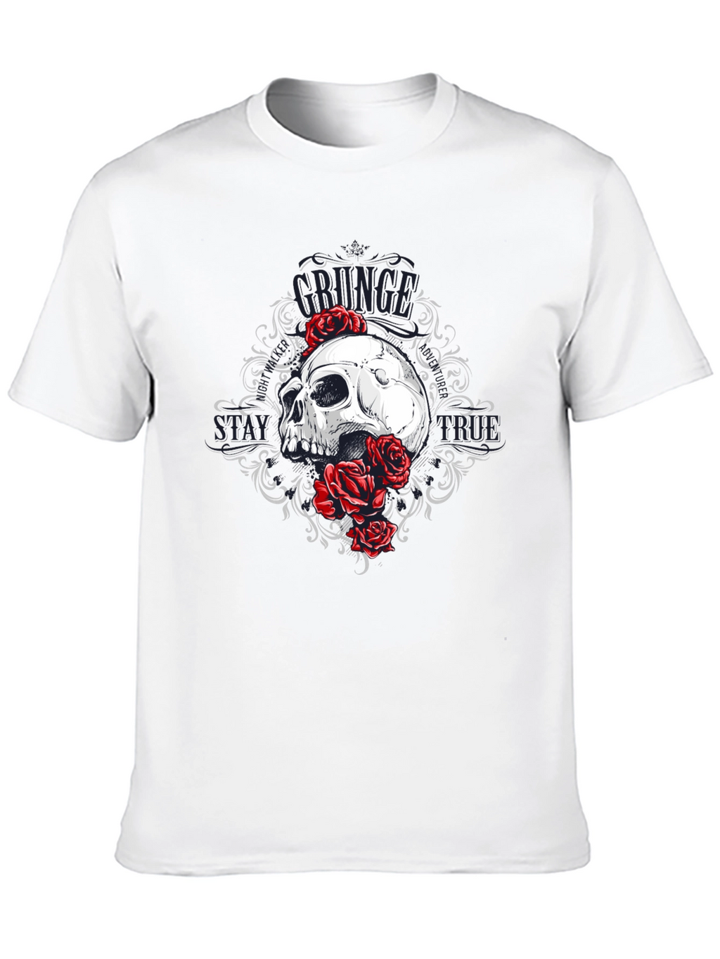 Skull & Roses Graphic Tee - Grunge Style