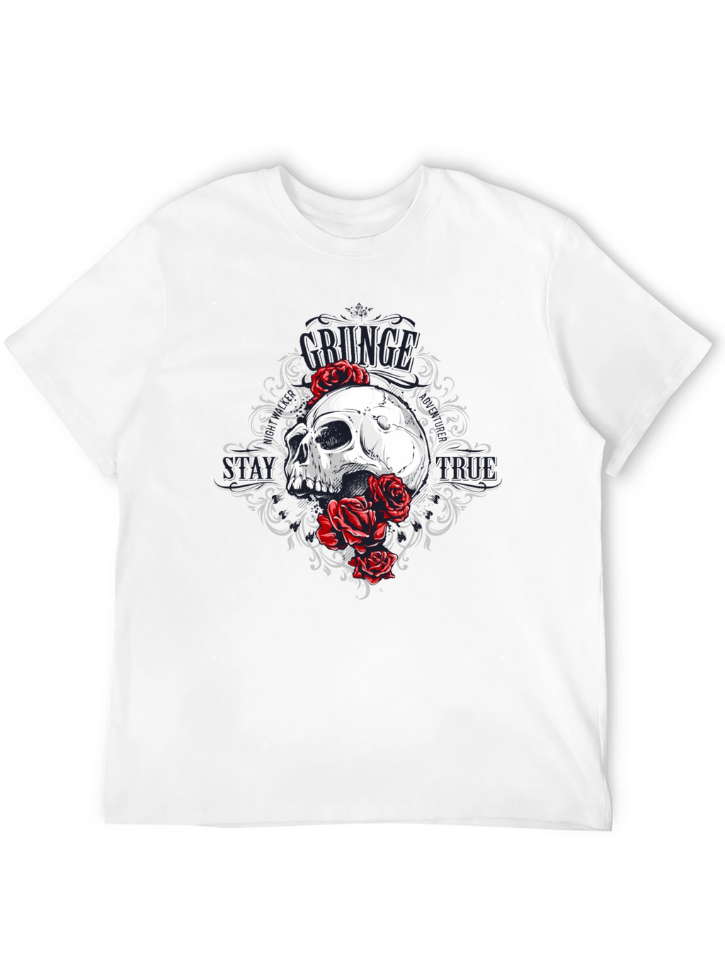 Skull & Roses Graphic Tee - Grunge Style