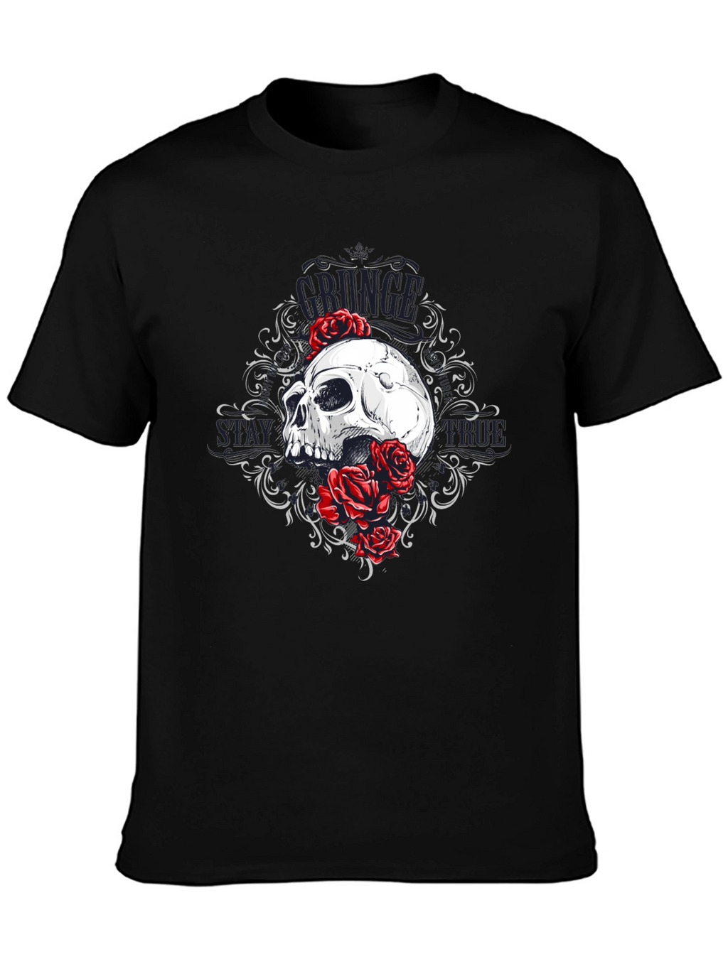 Skull & Roses Graphic Tee - Grunge Style