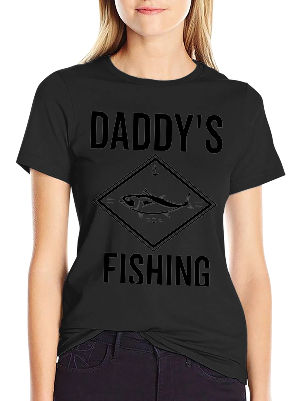 Daddys Fishing Graphic T-Shirt - Black