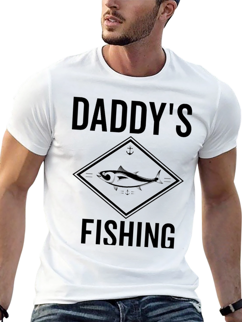 Daddys Fishing Graphic T-Shirt - Black