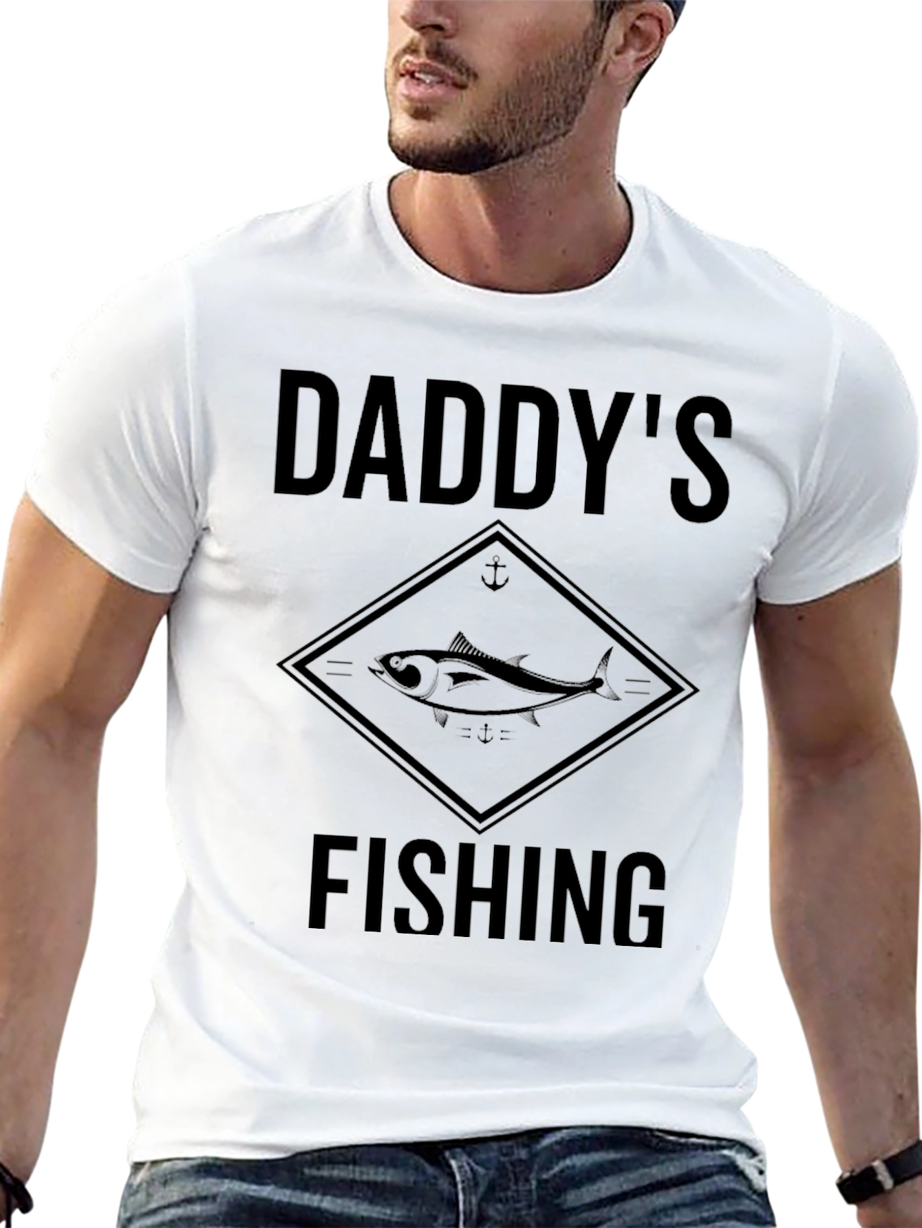 Daddys Fishing Graphic T-Shirt - Black