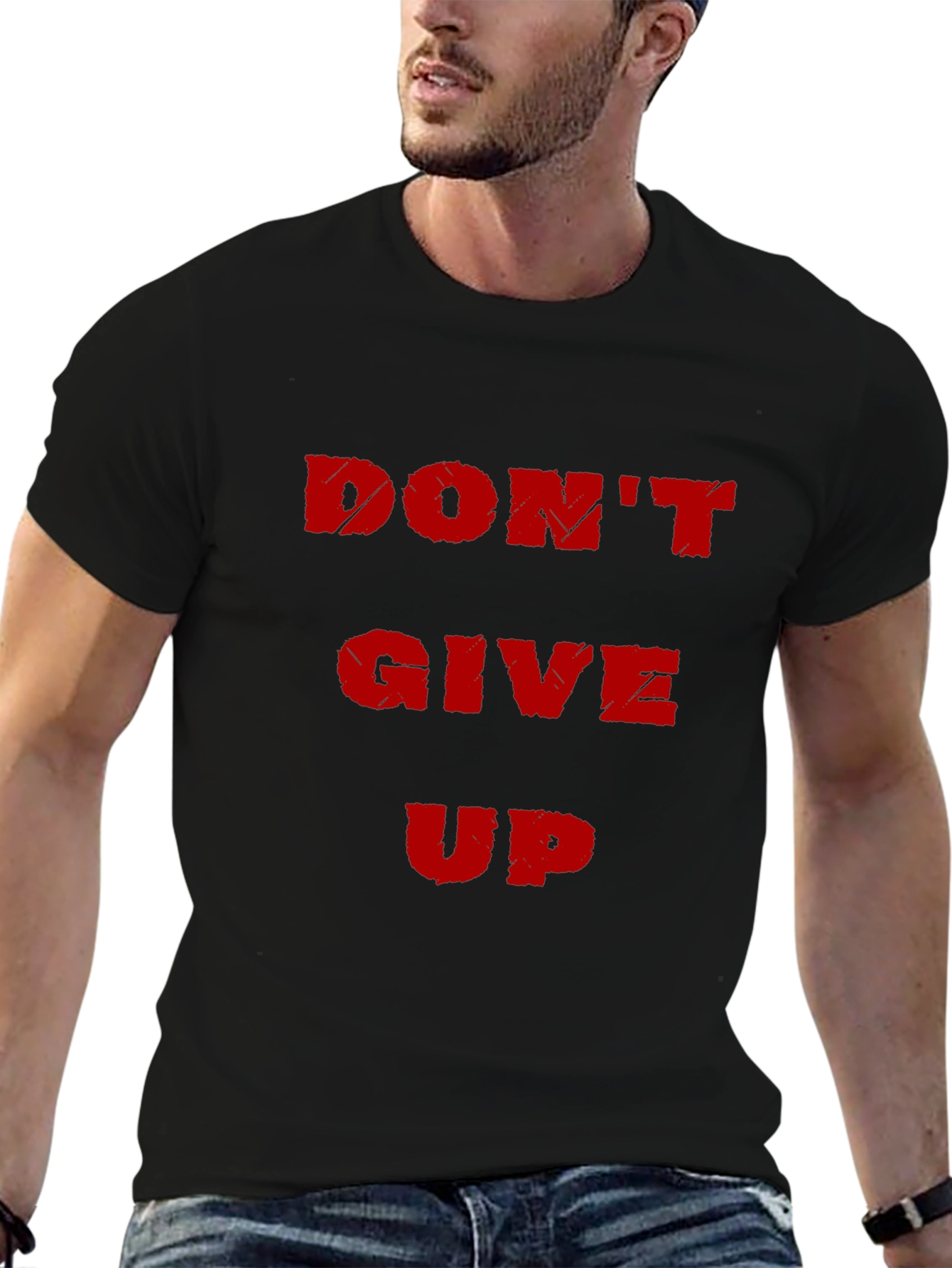 Motivational Black T-Shirt - Dont Give Up