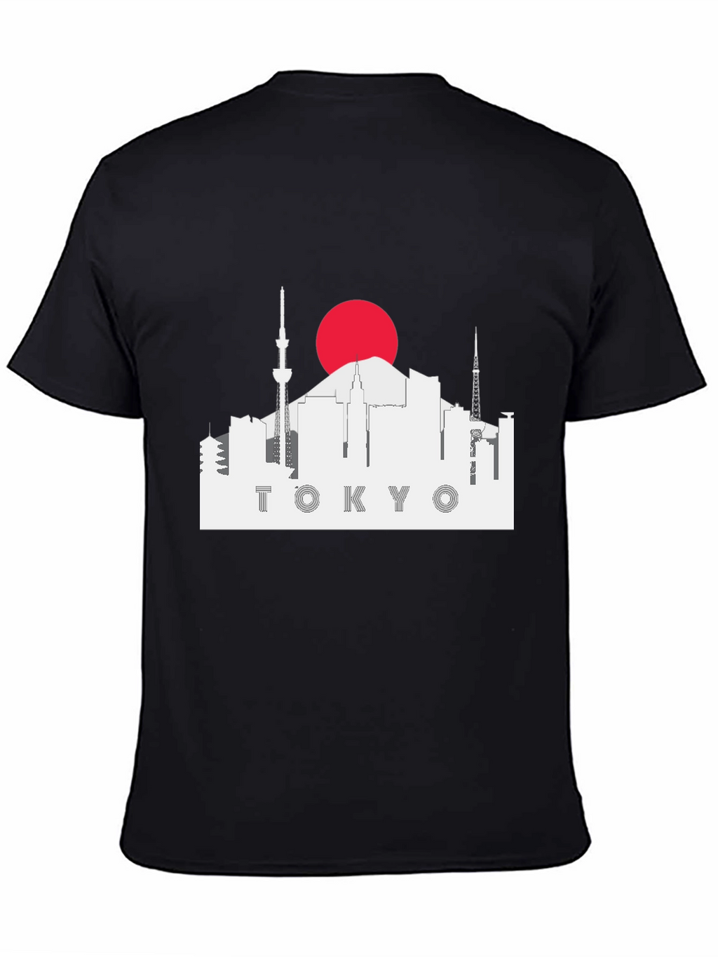 Tokyo Skyline Graphic Tee - Black Cotton T-Shirt